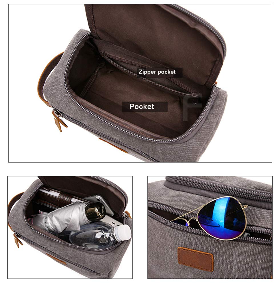 Premium Leather & Canvas Travel Toiletry Bag for Men & Women - Personalized Dopp Kit with Flip Cover, Shaving Organizer (Army Green) | Ideal for Business Trips, Camping & Gym Essentials