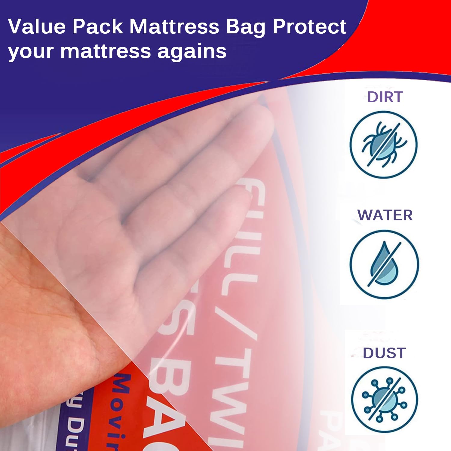 2-Pack 4Mil Heavy Duty Clear Plastic Mattress Bags for Moving & Storage - Full/Twin Size Mattress Protector Cover - Perfect for Home Moves, Long-Term Storage & Bed Protection