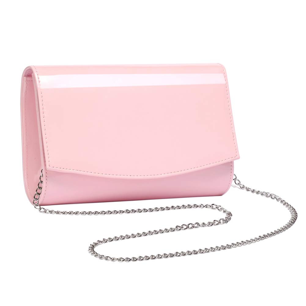 WALLYN'S Women's Patent Leather Wallet - Fashion Clutch Purse for Evening & Party - Solid Color Handbag for Women - Perfect for Date Night, Wedding & Special Occasions