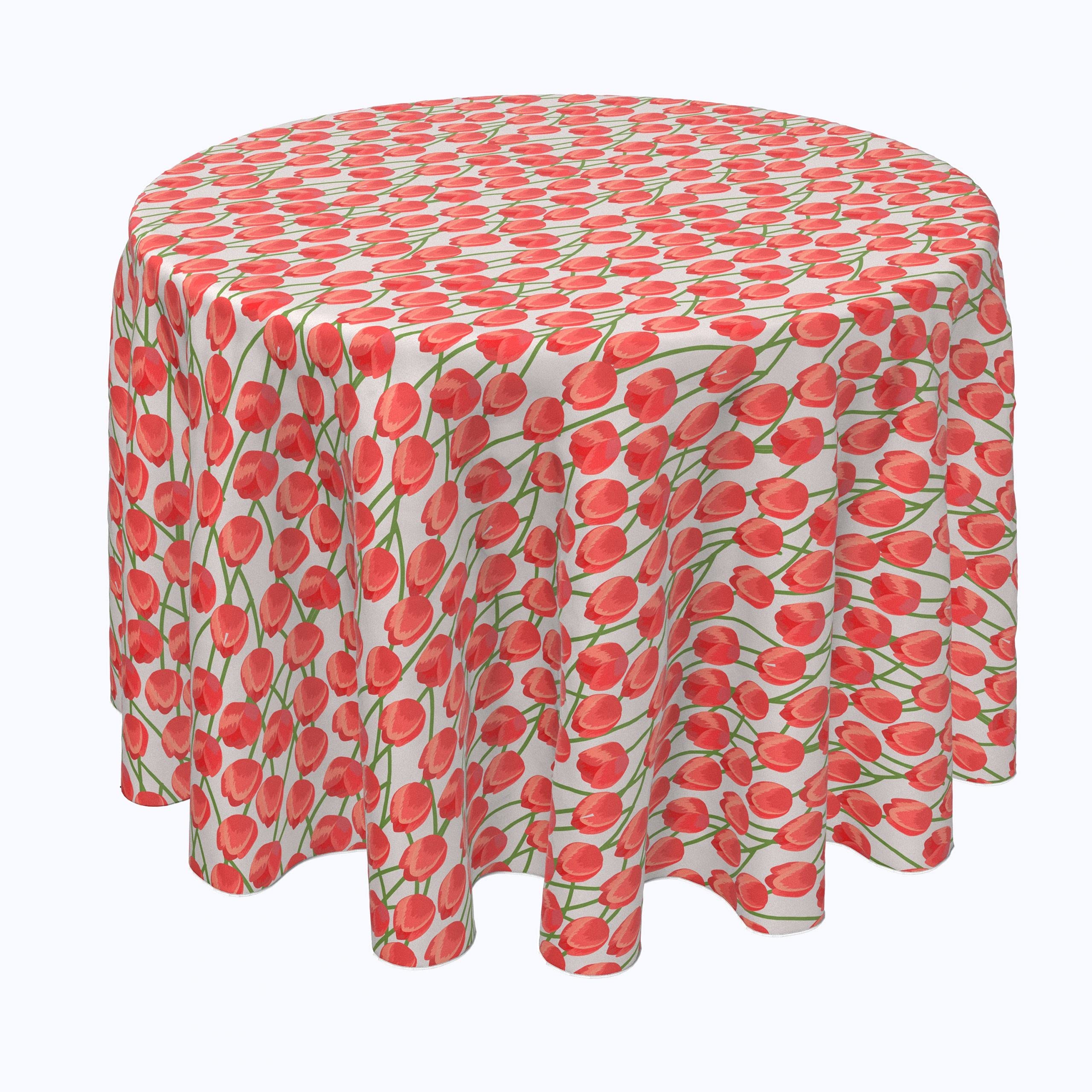 Premium 100% Polyester Round Tablecloth - 108 Inch Summer Tulip Design for Dining, Parties & Outdoor Events | Fabric Textile Products
