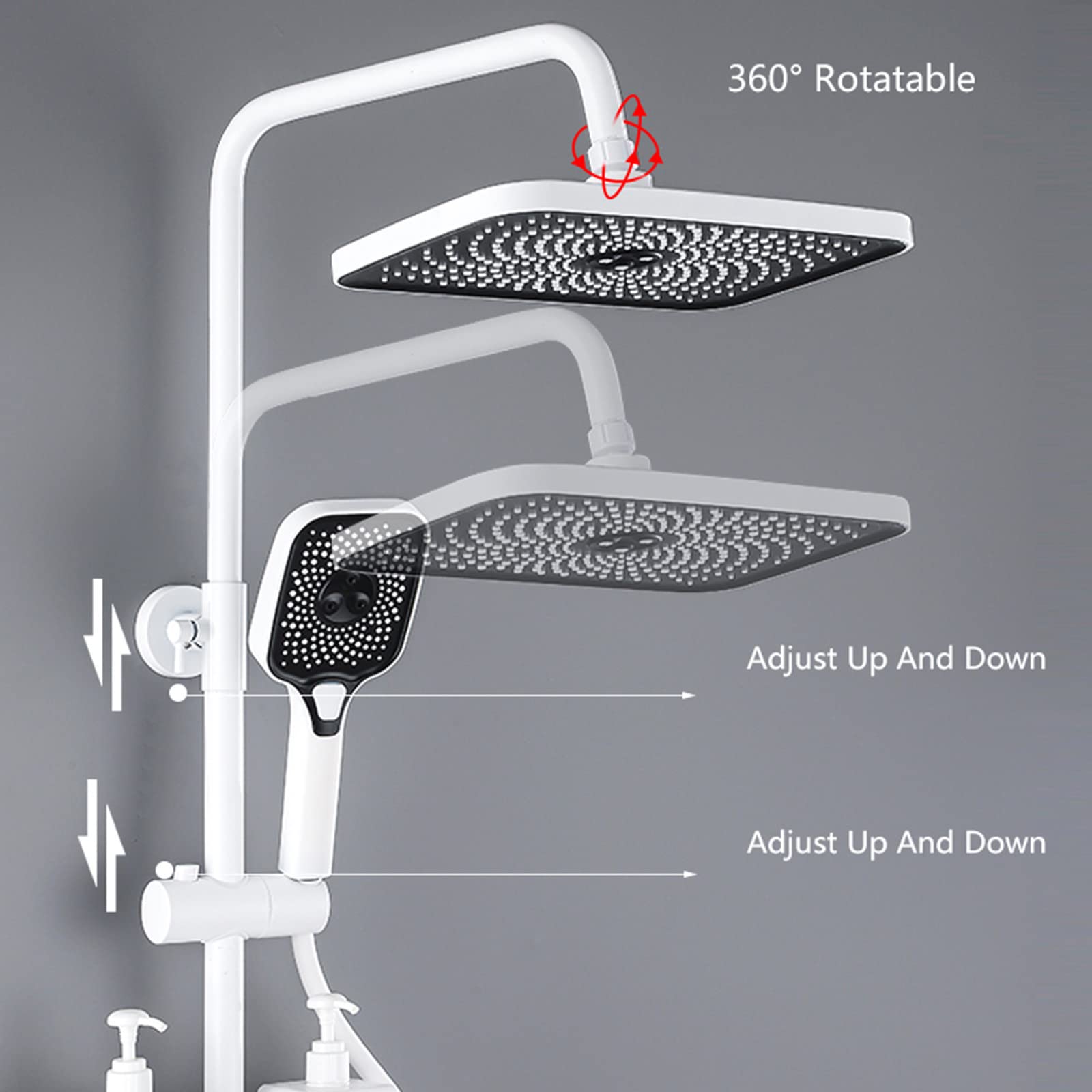 Boyuan Thermostatic Digital Shower System - 4 Function Piano Key Mixer Tap with Rainfall Shower Head, Handheld Bidet Sprayer & Adjustable Tub Spout | Perfect for Modern Bathrooms, Spa-Like Experience & Water-Saving Homes