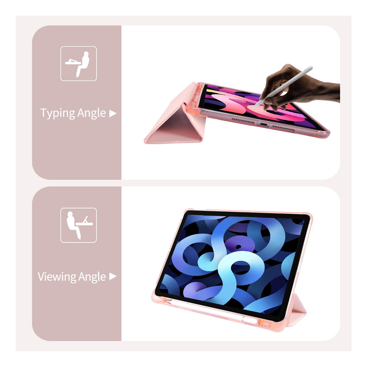 Strawberry Pattern iPad Air 3 Case with Pencil Holder - Pink Leather Soft TPU Back Cover for iPad Pro 10.5 Inch 2017 | Auto Sleep/Wake Function | Perfect for School, Work & Travel Protection