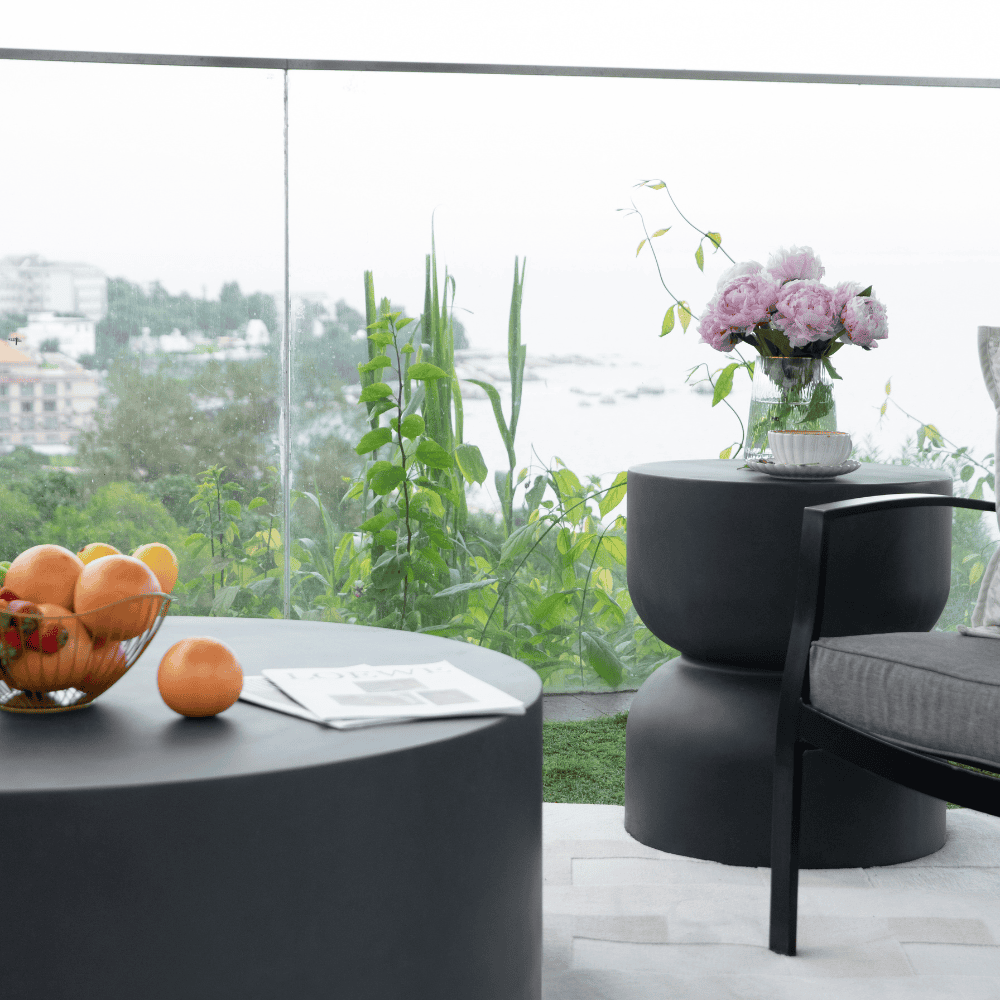 Chronos Outdoor Concrete Side Table - Durable & Weatherproof Patio Furniture for Garden, Poolside, and Backyard Decor