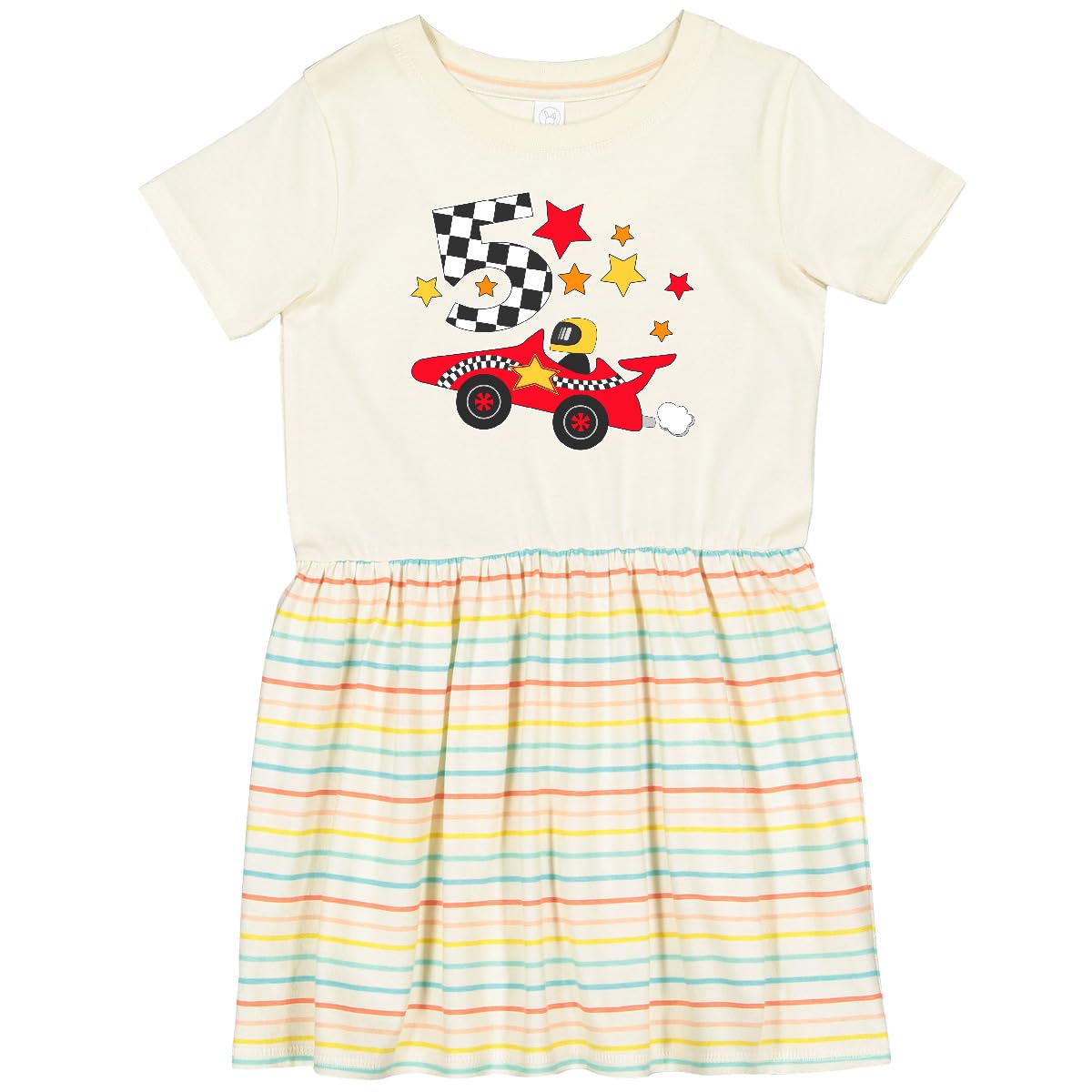 Inktastic Happy 5th Birthday Red Racing Car Toddler Dress - Cute Birthday Outfit for Girls & Boys, Perfect for Birthday Parties & Photo Shoots