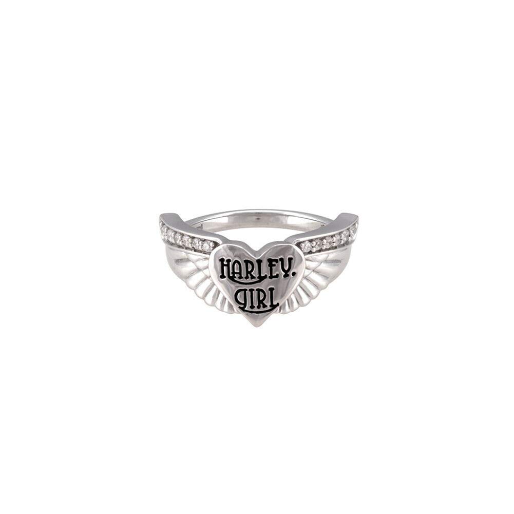 Harley-Davidson Women's Clear Crystal Bling Wing Ring - Fashion Jewelry for Biker Girls | Perfect for Motorcycle Rides, Parties & Everyday Wear