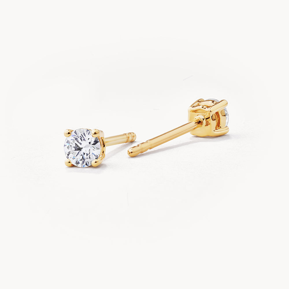 10K Gold Lab-Grown Diamond Round Stud Earrings for Women | Hypoallergenic, Durable & Elegant Jewelry for Everyday Wear, Parties & Gifts