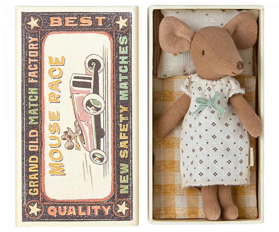 Big Sister Mouse in Matchbox - Miniature Collectible Toy for Kids & Adults - Perfect for Dollhouse Decor, Gift Giving & Collectors Display