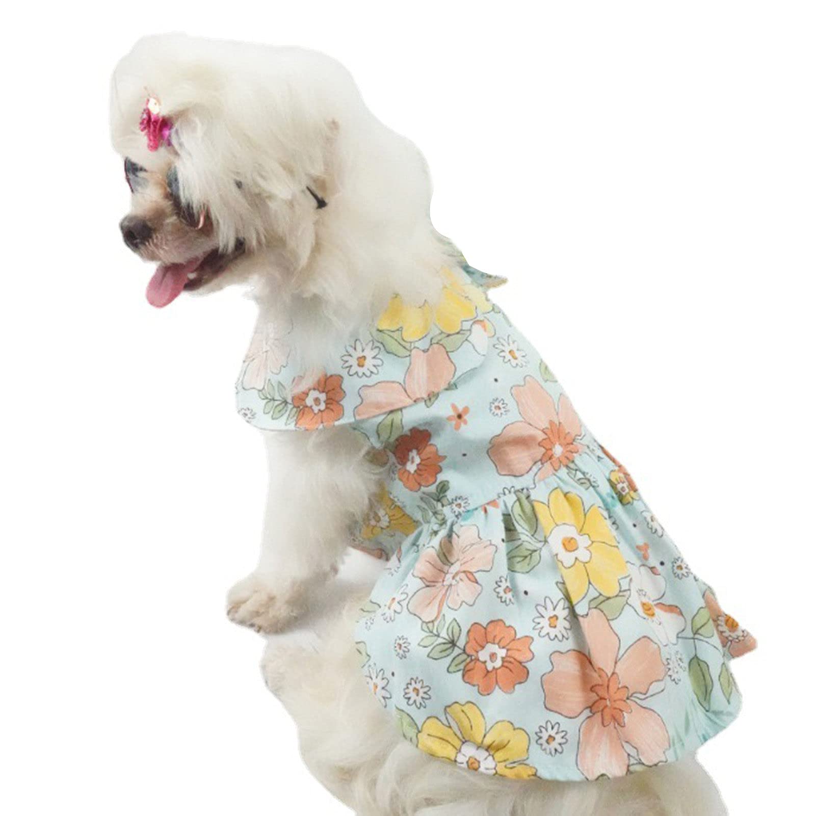 Breathable Flower Pattern Pet Skirt - Fashionable Dog Princess Dress for Summer | Cute Cosplay Costume & Comfortable Dog Clothes | Perfect for Parties, Photo Shoots & Daily Wear