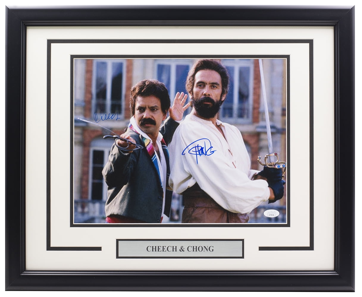 Cheech and Chong Autographed Framed 11x14 Corsican Brothers Photo with JSA Certificate - Perfect for Movie Memorabilia Collectors and Comedy Fans