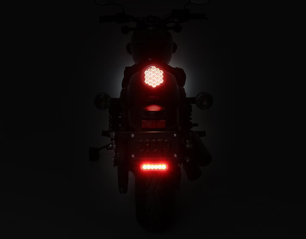 B6 LED Brake Light Kit with License Plate Mount - Universal Waterproof Motorcycle Tail Light for Harley Honda Yamaha - Perfect for Night Riding & Safety Enhancement