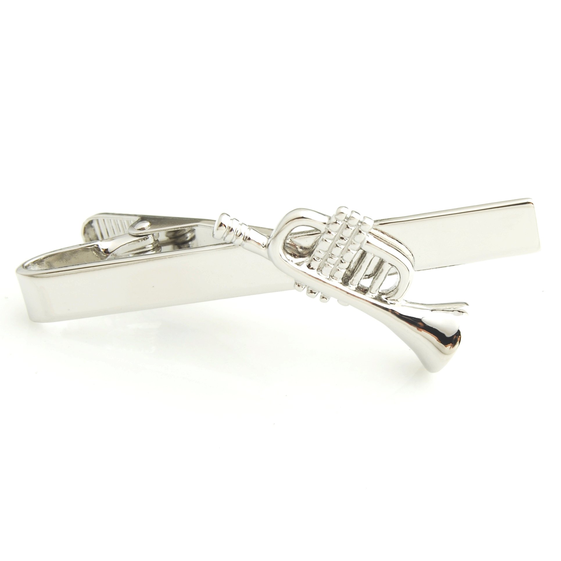 Stylish Silver Trumpet Tie Clip for Men - Perfect Gift for Musicians, Jazz Lovers & Professionals - Ideal for Weddings, Concerts & Formal Events