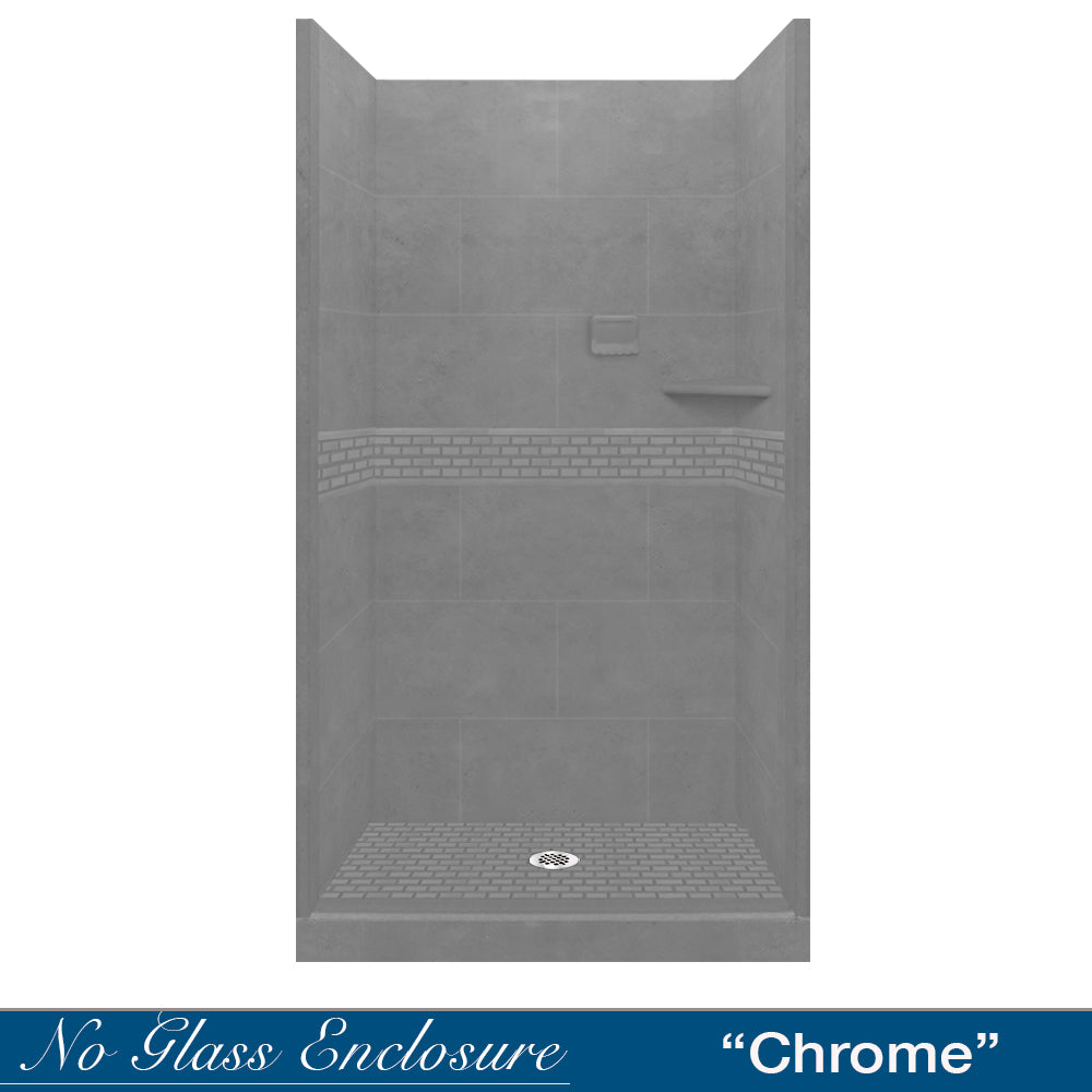 Alcove Wet Cement Sistine Stone & Classic Stone DIY Shower Remodel Kit - Waterproof Bathroom Wall Tile Accent for Modern Home Renovation
