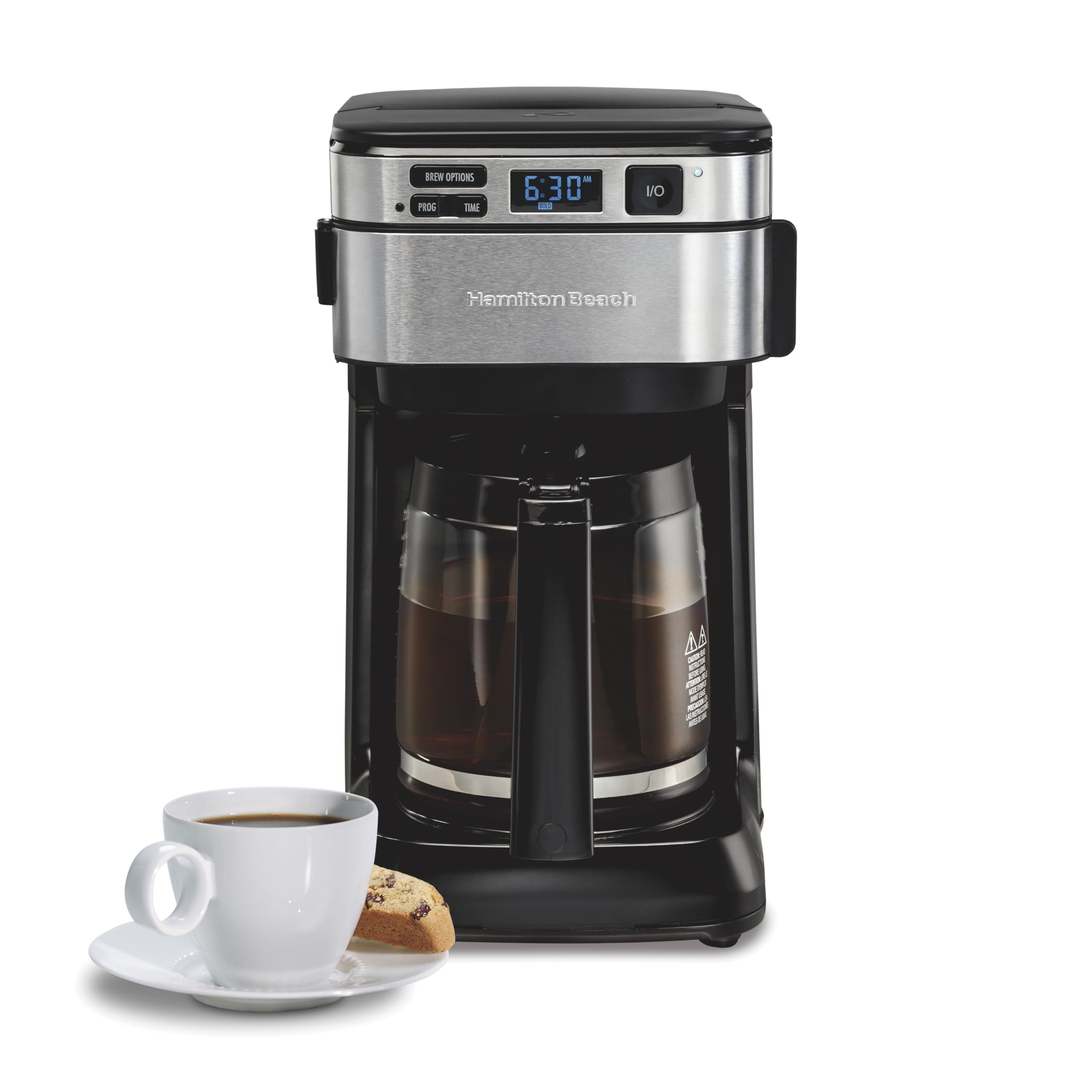 Hamilton Beach 12-Cup Programmable Drip Coffee Maker with Front Access Easy Fill, Pause & Serve Feature, 3 Brewing Options - Perfect for Home, Office & Entertaining (Black, Model 46310)
