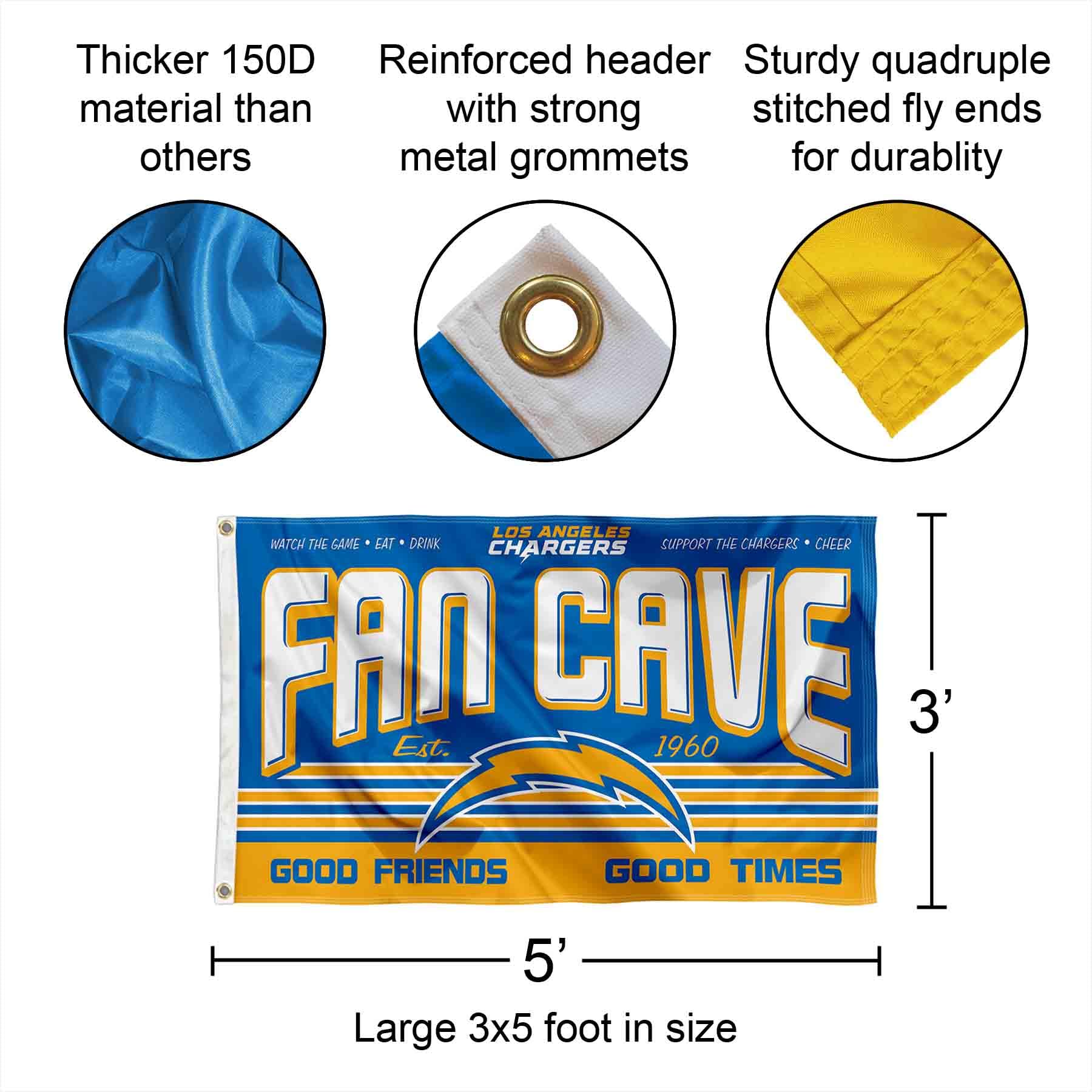 Los Angeles Chargers Banner Flag for Man Cave & Game Room Decor