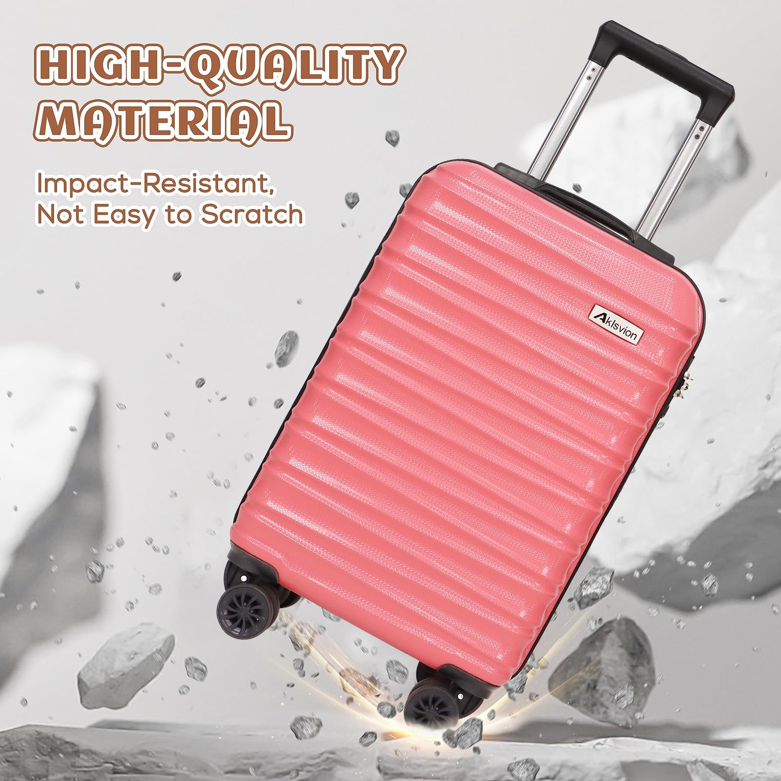 3-Piece ABS Hardshell Spinner Luggage Set with Carry-On Suitcase, Weekender Bag & Toiletry Bag (Pink) - Perfect for Air Travel, Business Trips & Family Vacations