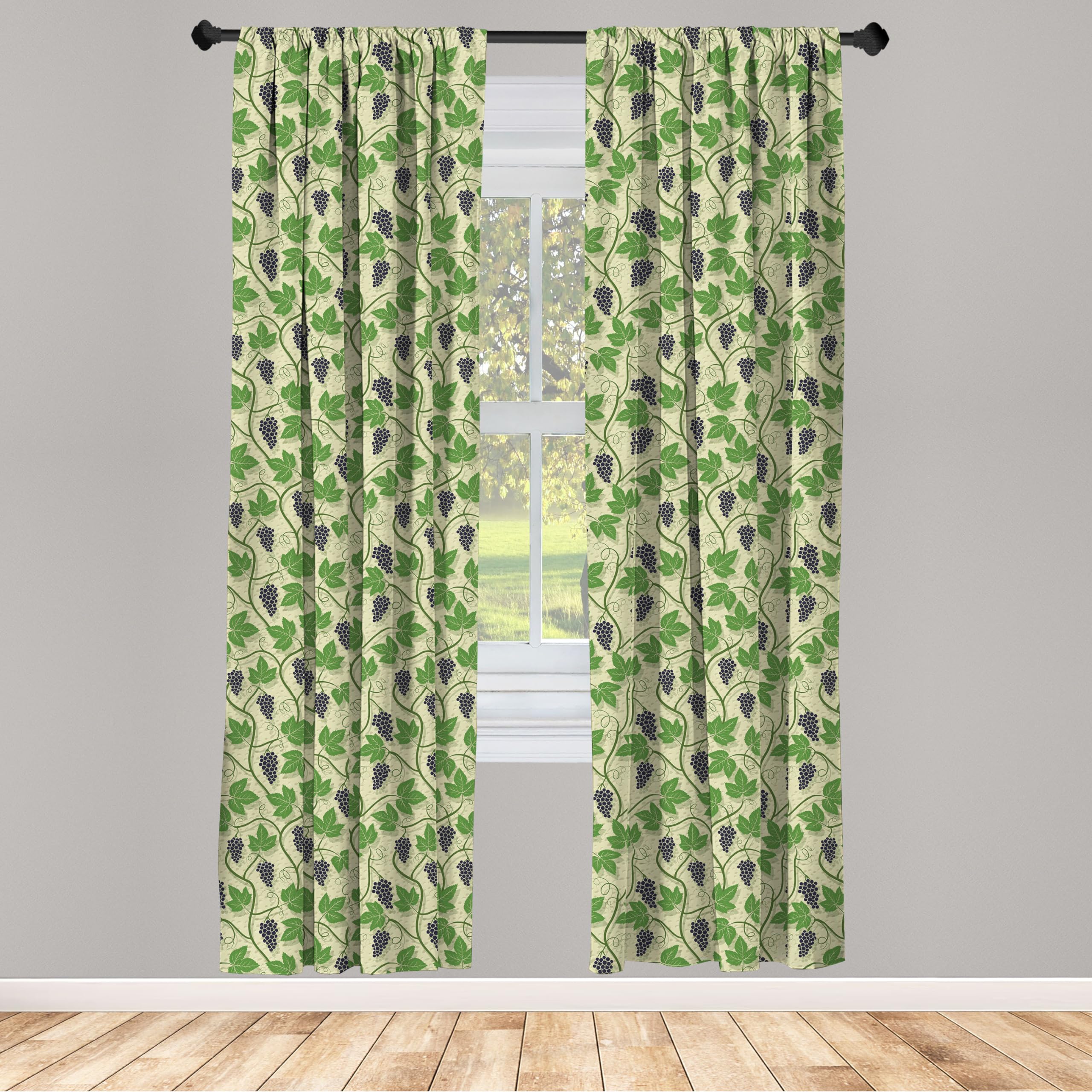 Ambesonne Vine Curtains - 2 Panel Set with Swirly Grapevines Wall Design, 28
