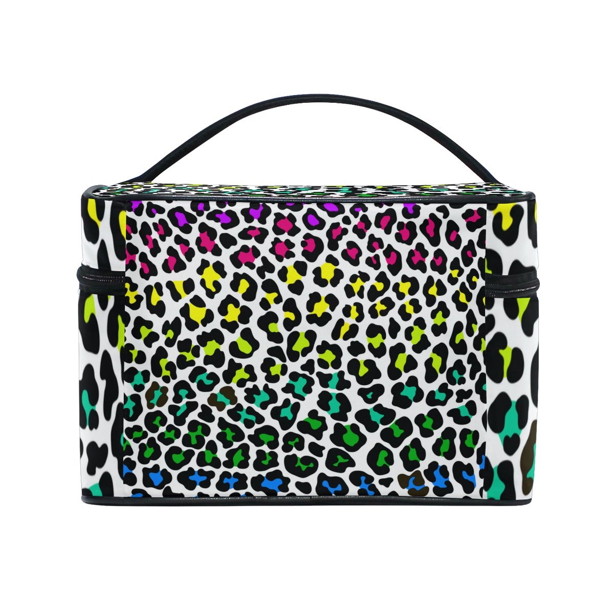 Colorful Leopard Print Cosmetic Bag for Women - Waterproof Travel Makeup Organizer with Multiple Pockets | Perfect for Travel, Gym, and Daily Storage