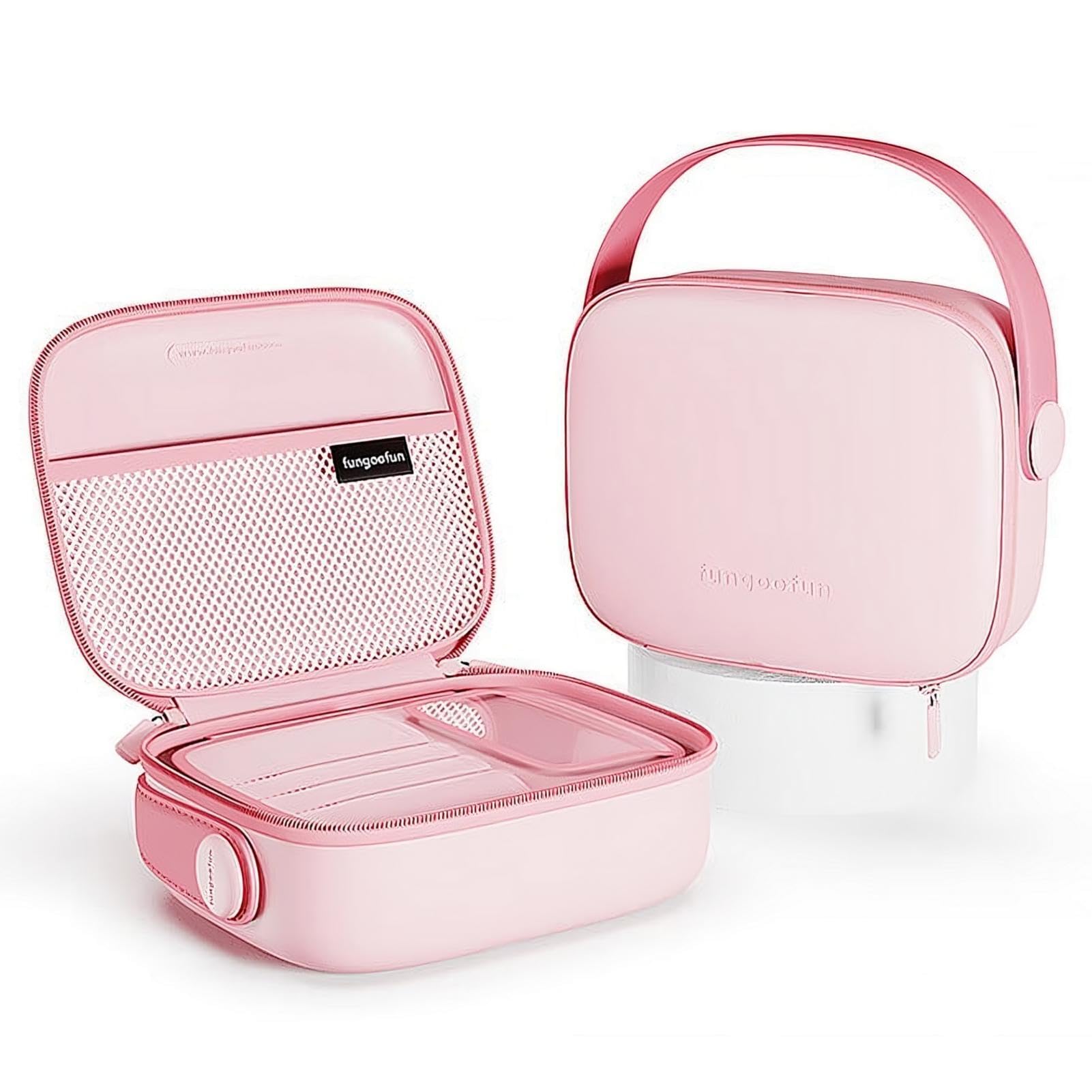 Macaron Color Hard Shell Makeup Bag - Waterproof Travel Cosmetic Organizer with Compartments for Makeup, Skincare & Accessories | Durable Toiletry Case for Women | Perfect for Travel, Gym & Daily Use (Blush Pink)