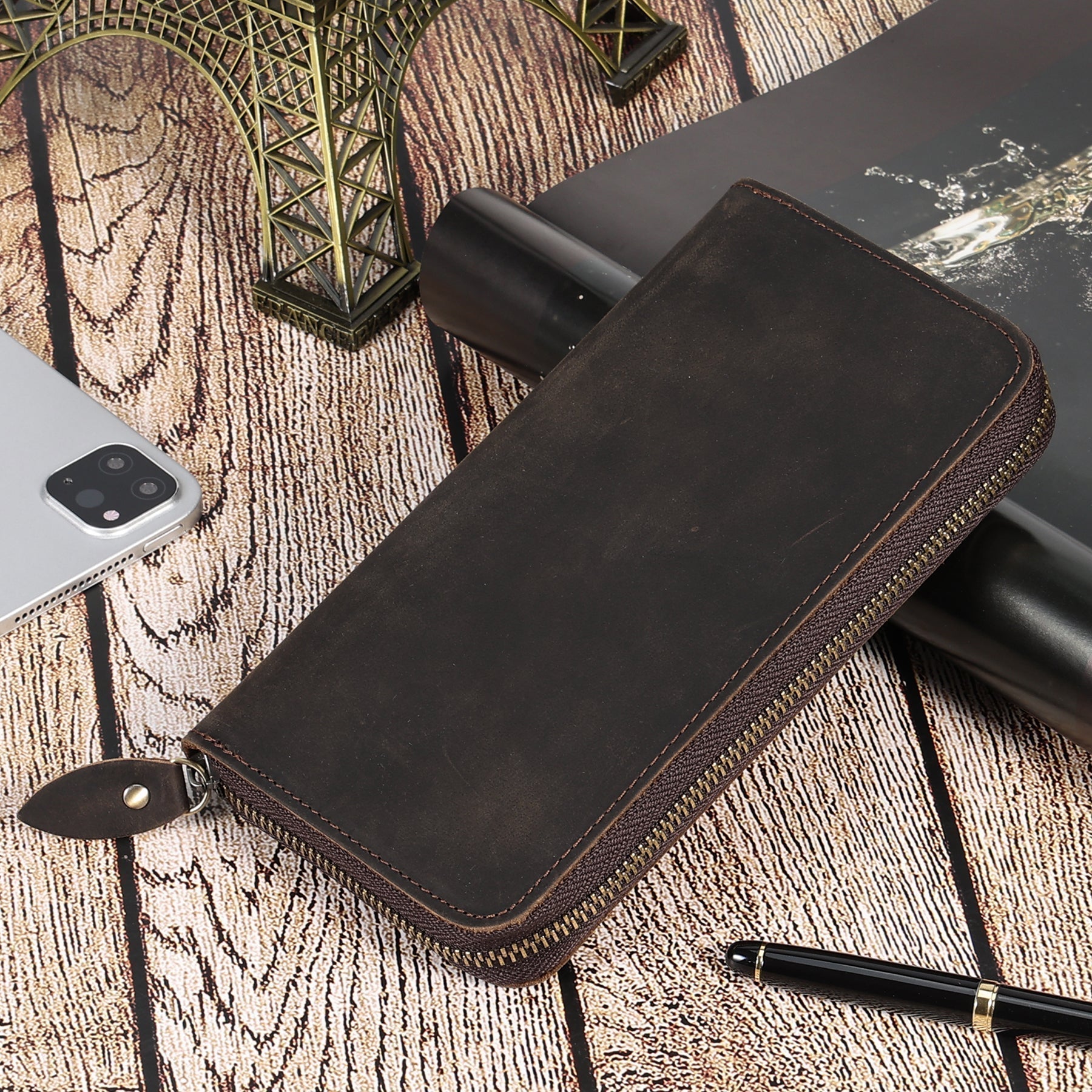 RFID Blocking Men's Long Wallet - Slim Leather Bifold Wallet with Multiple Card Slots - Perfect for Travel, Business & Everyday Use