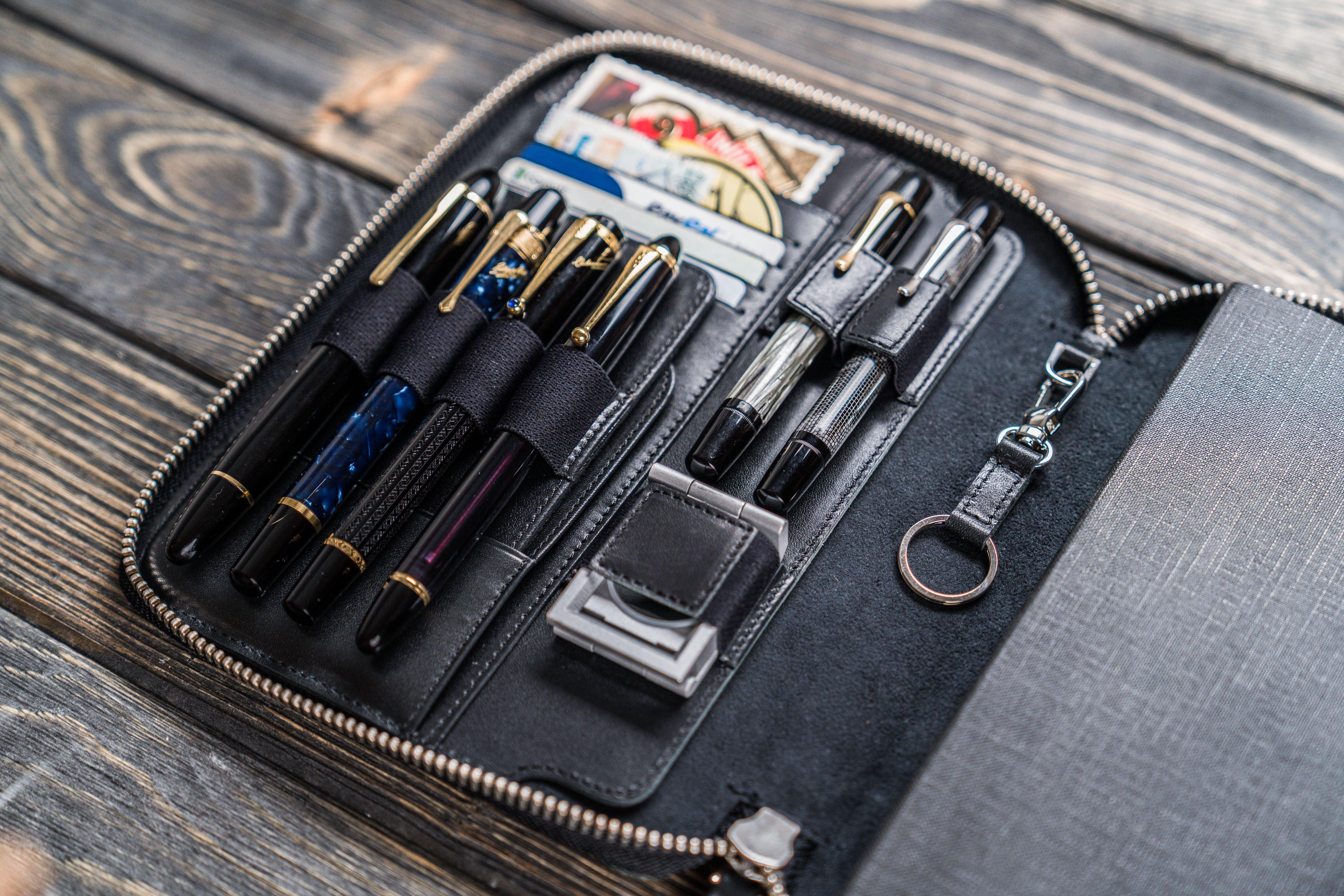 Premium Leather A5 Notebook Folio with Zipper - Black | Leuchtturm1917 Cover for Business, Journaling & Travel | Perfect Organizer for Planners, Sketchbooks & Notepads