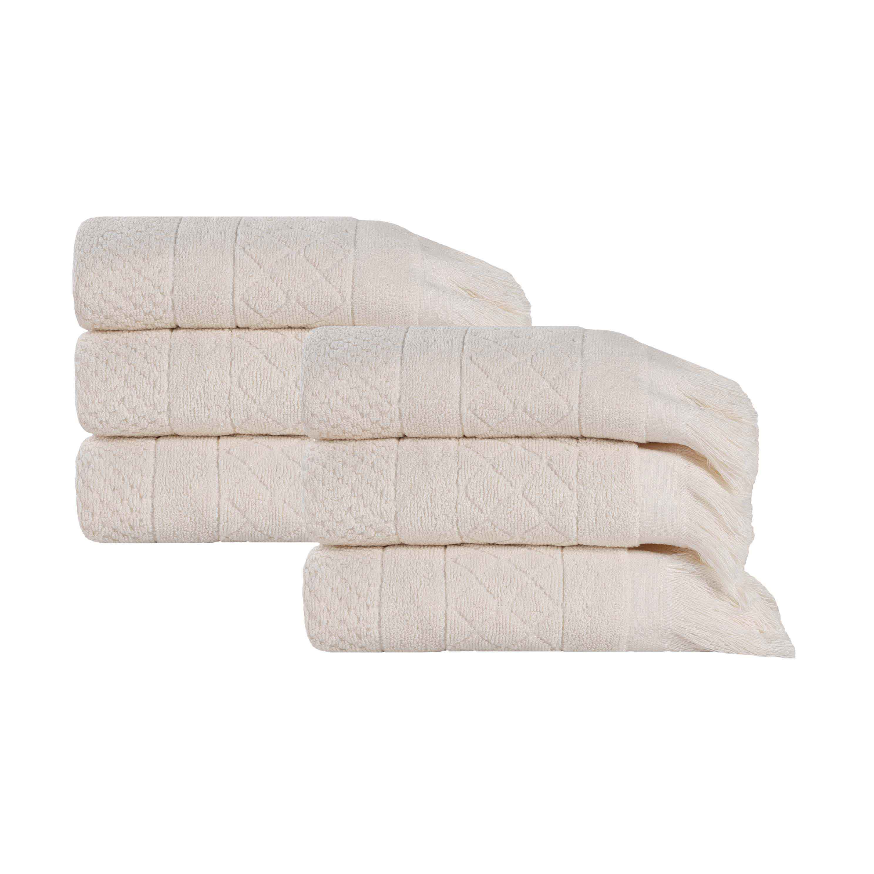 Premium Rolla Cotton Geometric Jacquard Plush Absorbent Hand Towels - Set of 6 Soft Bathroom & Kitchen Towels for Guest Bath, Spa, Gym & Luxury Home Decor