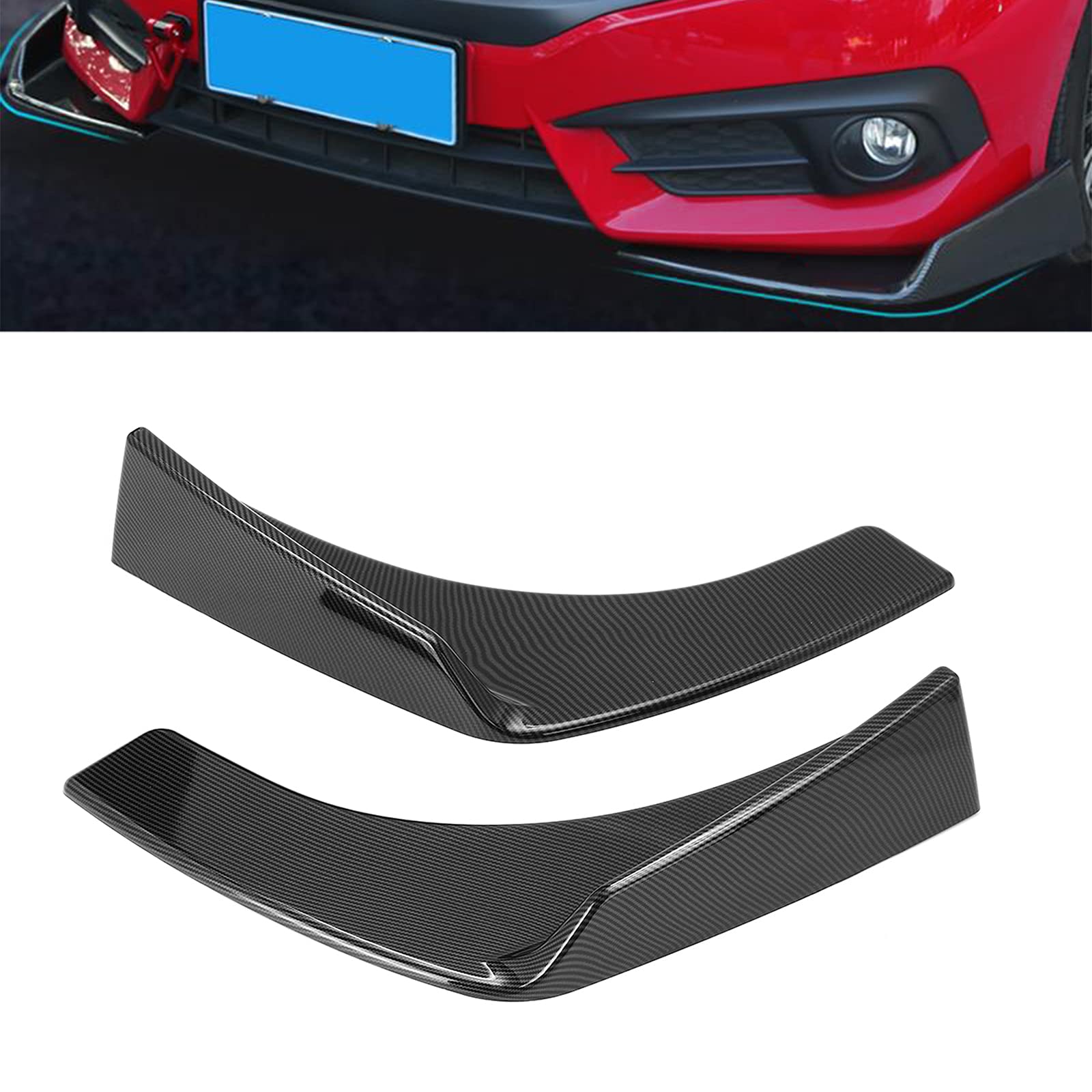 Universal Car Front Bumper Splitter Lip - Carbon Fiber Look & Black Bumper Deflector Spoiler Diffuser Canard Lip Protection - Perfect for Sports Cars & Sedans - Enhances Aerodynamics & Style