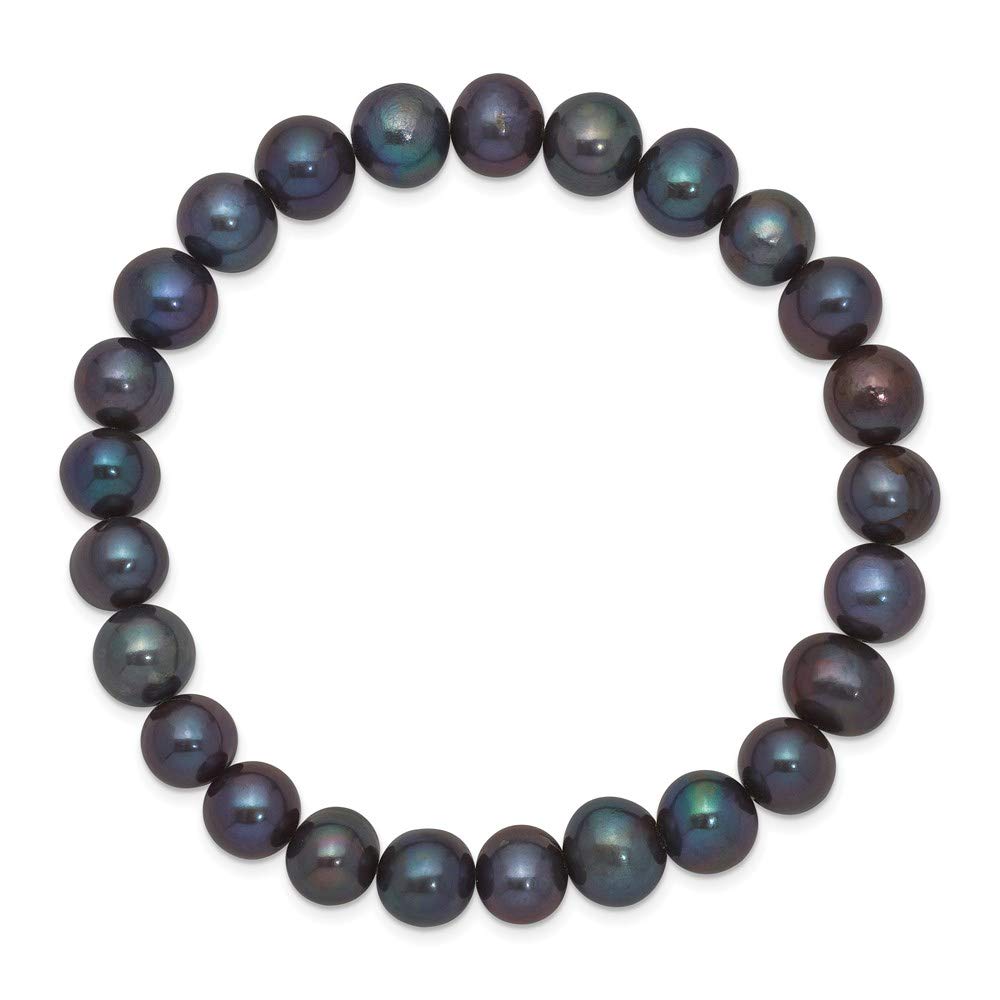 8-9mm Freshwater Cultured Black Pearl Stretch Bracelet for Women - Elegant Fine Jewelry Gift for Her, Mother, Wife (7.5