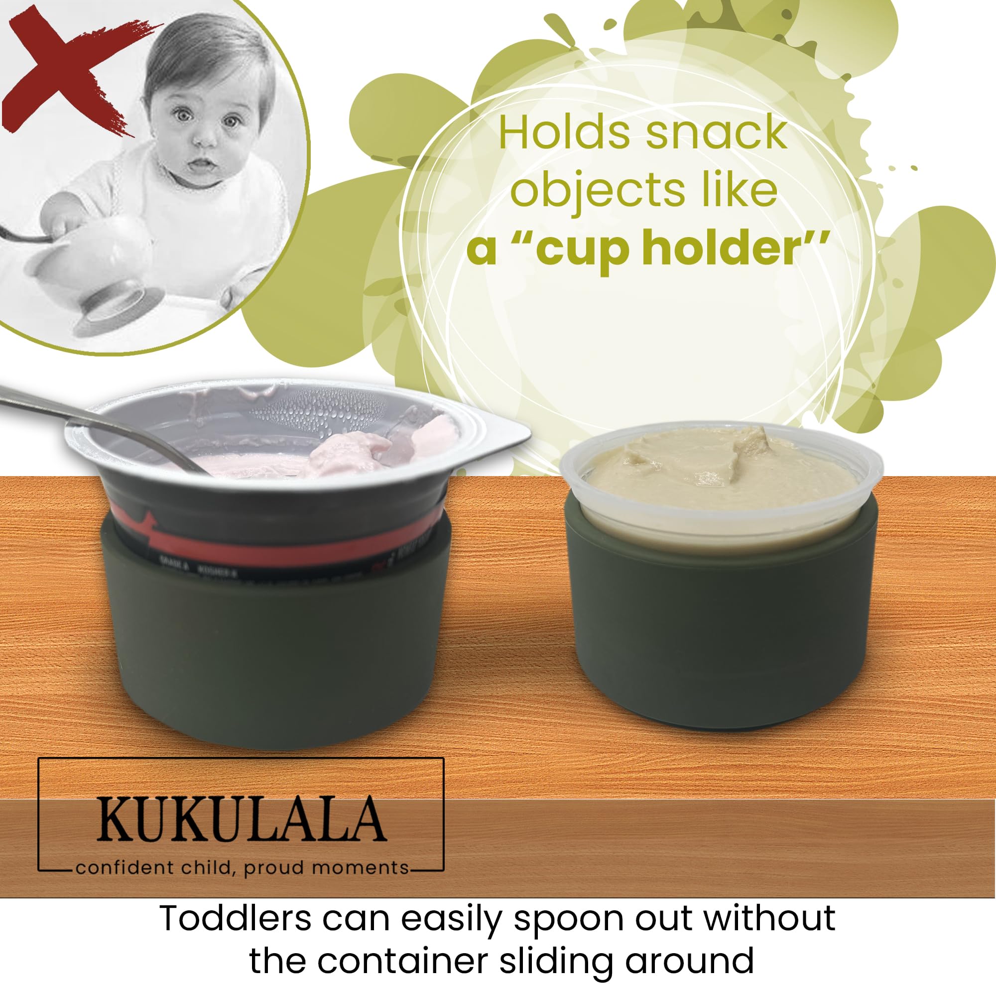 Stay Put Suction Cups - Silicone Small Bowls for Baby, Toddler, Snacks & Small Item Storage (Olive Green) | Microwave & Dishwasher Safe | Perfect for Highchair Trays, Travel & Kitchen Organization