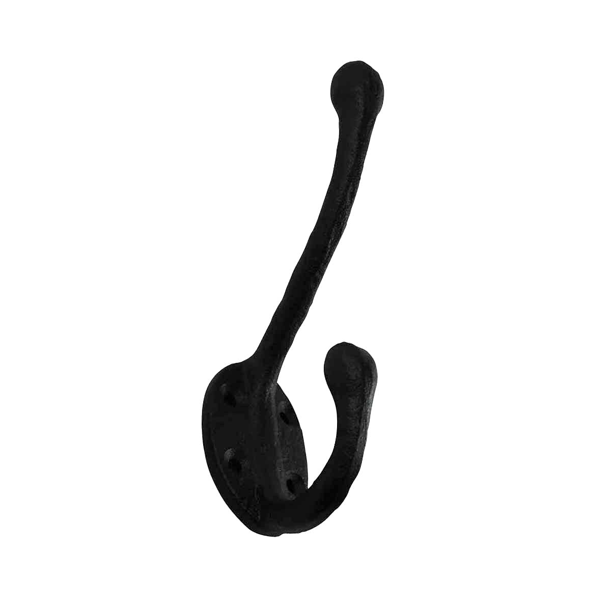 Rustic Black Wrought Iron Double Coat Hooks - 5 Inch Wall Mounted Robe & Jacket Hangers - Pack of 12 with Hardware - Rust Resistant for Entryway, Bathroom & Bedroom Organization