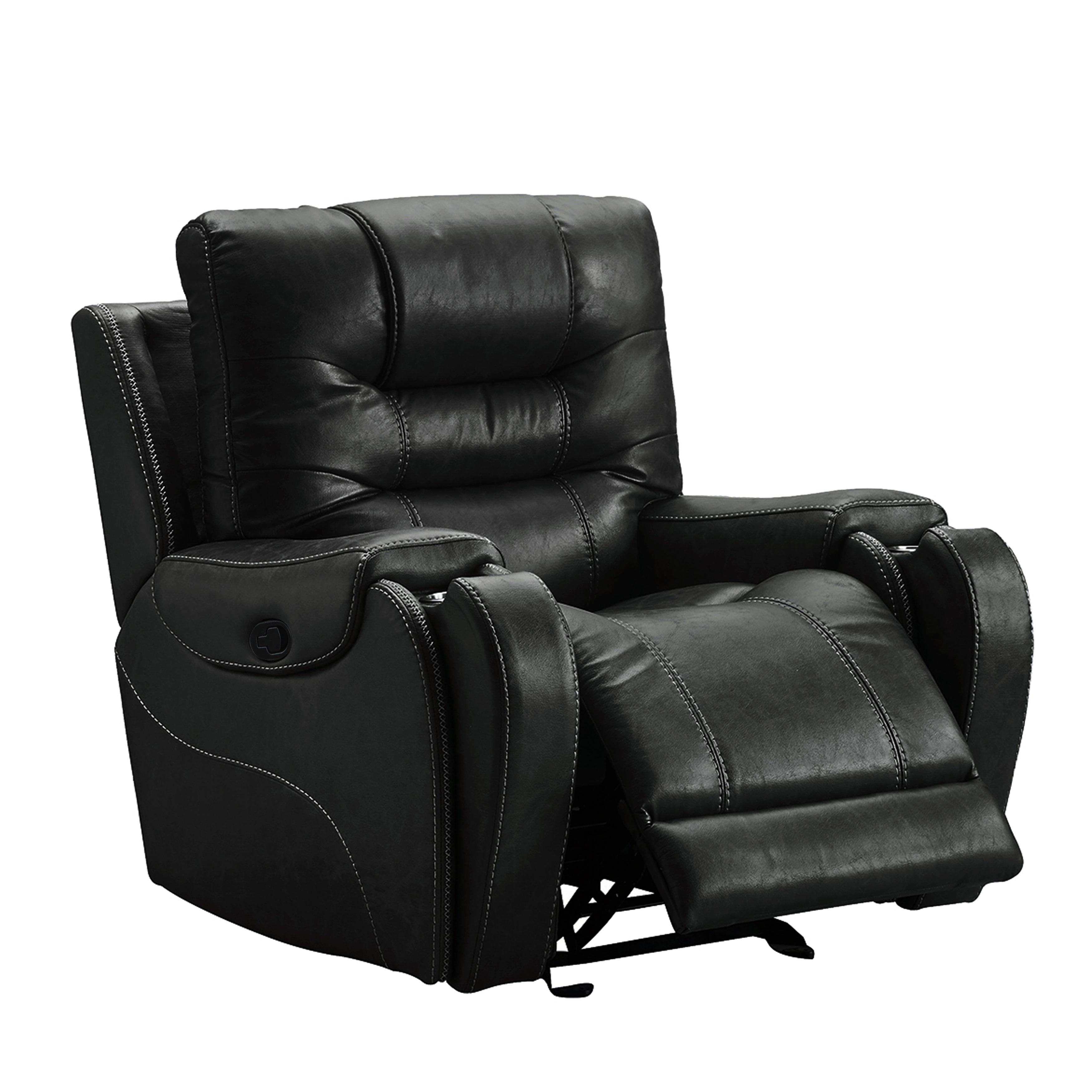 Rowena Modern Faux Leather Recliner Sofa Set - Smoke Gray - Comfortable Reclining Living Room Furniture for Home Theater & Family Relaxation