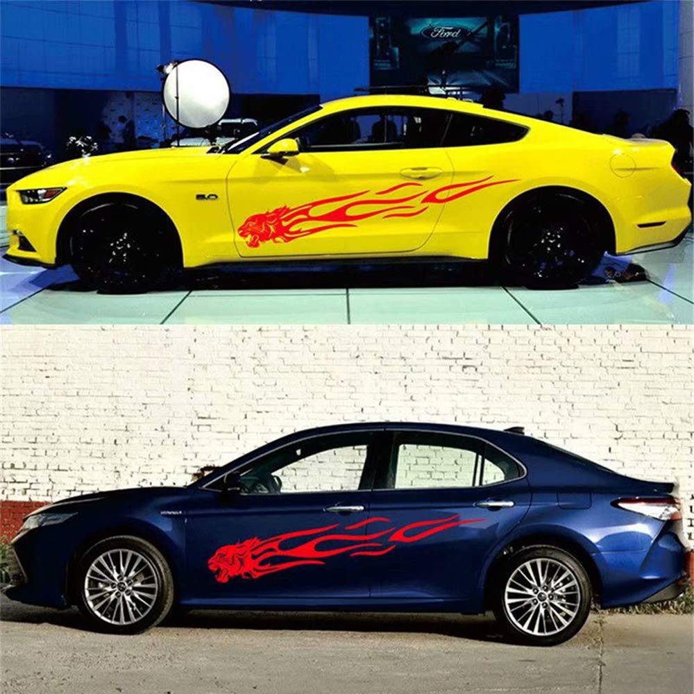 GiftCity Cool Cheetah Flame Car Decals - Premium Vinyl Car Stickers for Cars, Trucks & SUVs - Universal Scratch-Resistant Decal Set (Red) - Perfect for Customizing Your Ride & Hiding Scratches