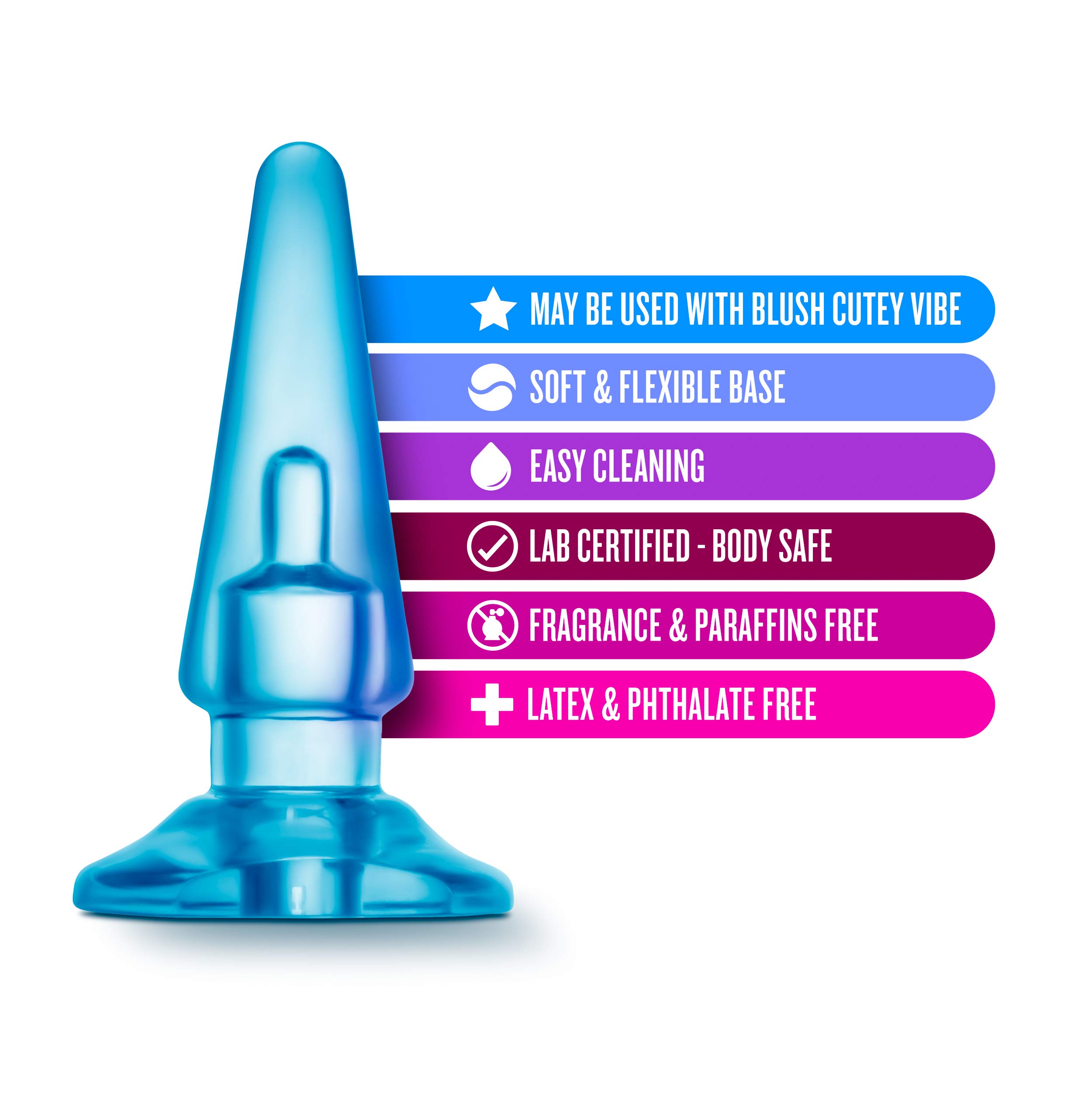 Blush Novelties B Yours Basic Anal Plug - Tapered Tip for Easy Insertion, Comfortable Base, 4 Inch Length & 1.25