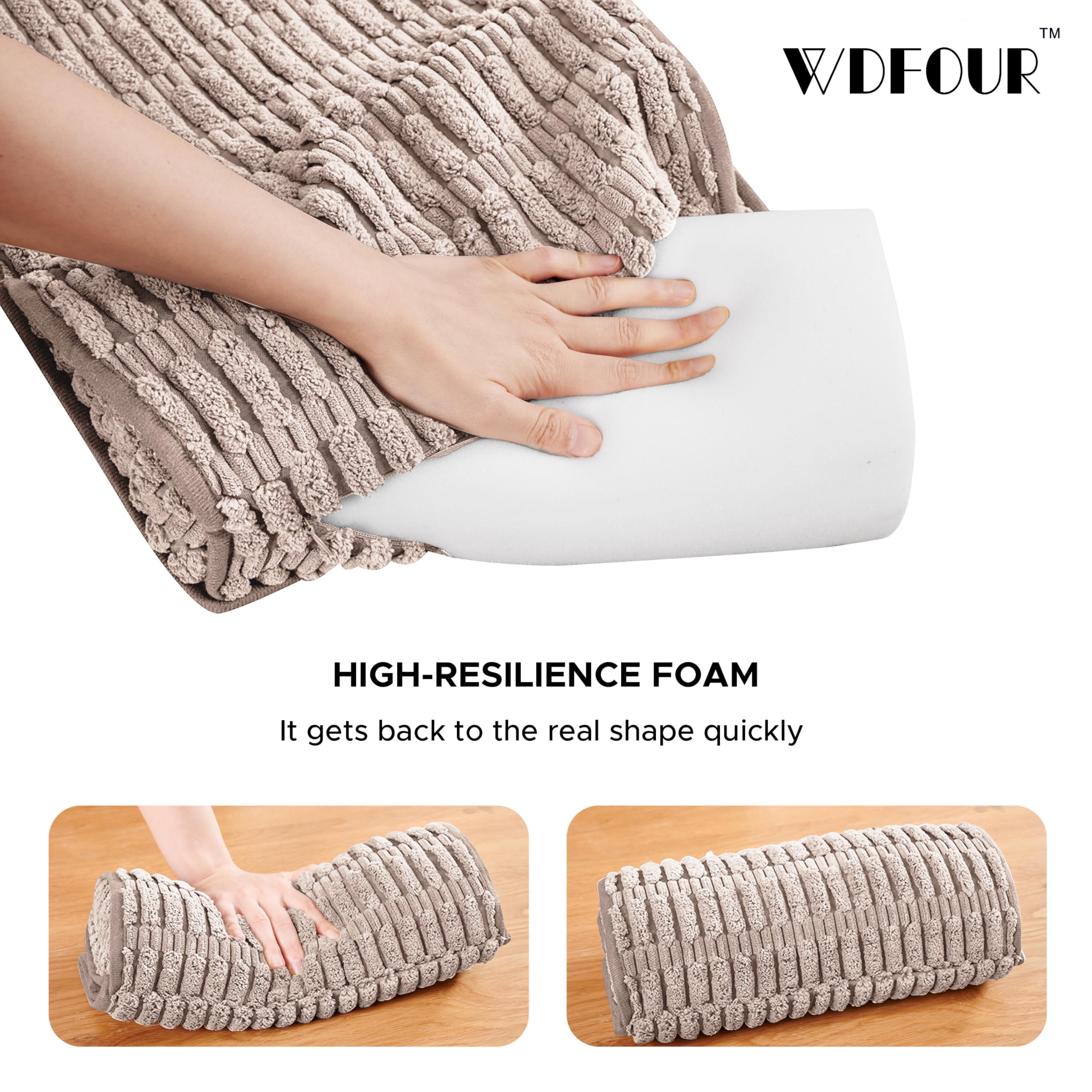 WdFour 4-in-1 Memory Foam Headrest Pillow - Neck Support Cushion for Back & Foot Comfort - Perfect for Sofas, Recliners, Office Chairs & Massage Chairs (Khaki, 13