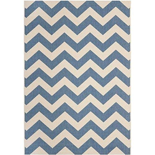 SAFAVIEH Courtyard Collection 9' x 12' Blue & Beige Chevron Pattern Area Rug - Non-Shedding, Washable & Easy Care Indoor/Outdoor Rug for Living Room, Bedroom, Patio, Backyard, Mudroom (CY6244-243)