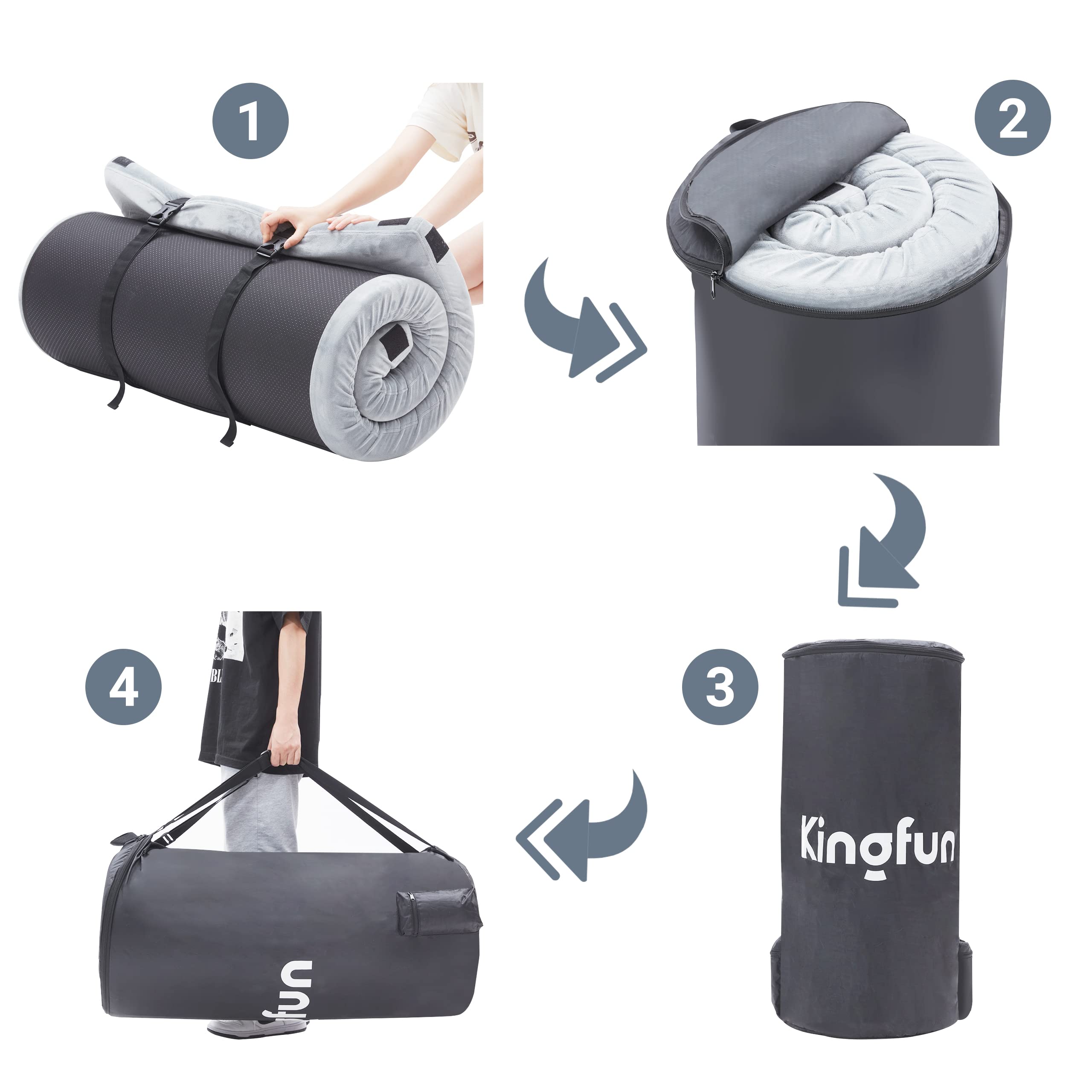 Ultra Comfortable Sleeping Pad for Adults - Thick Portable Floor Mat for Camping, Hiking, Travel & Car Sleeping - Includes Removable Travel Bag - Perfect for Outdoor Adventures & Road Trips