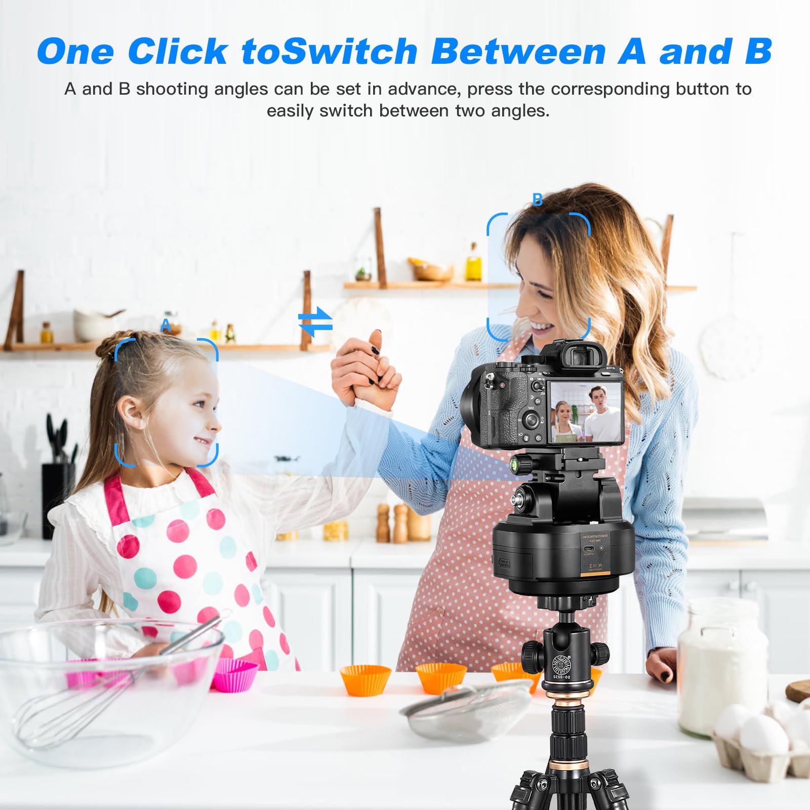 Soonpho M6 Auto Face Tracking Motorized Rotating Panoramic Tripod Head - 360° Remote Control Pan Tilt Head with Phone Clip for DSLR Cameras, Smartphones & Tripods | Perfect for Vlogging, Live Streaming & Photography