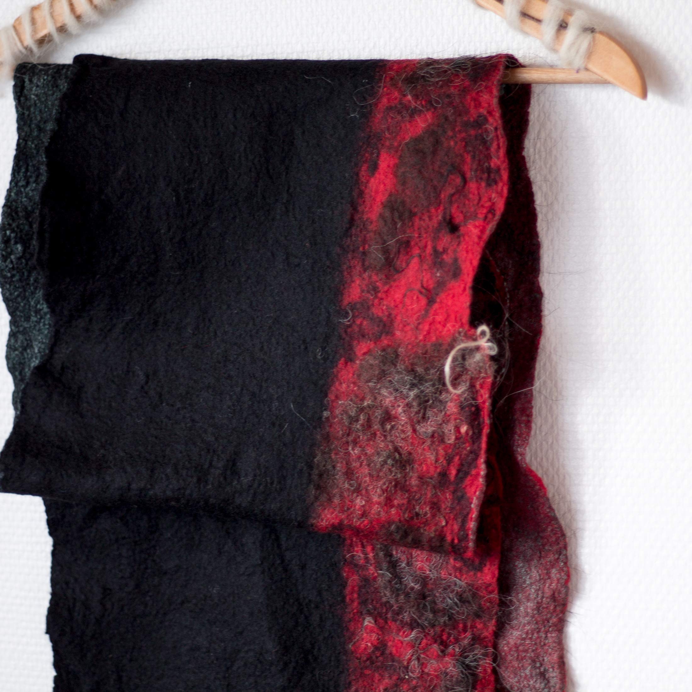 Wool Felt Blanket Scarf for Women - Black & Red Plaid Winter Wrap Shawl - Cozy Fashion Accessory for Cold Weather, Travel & Outdoor Activities