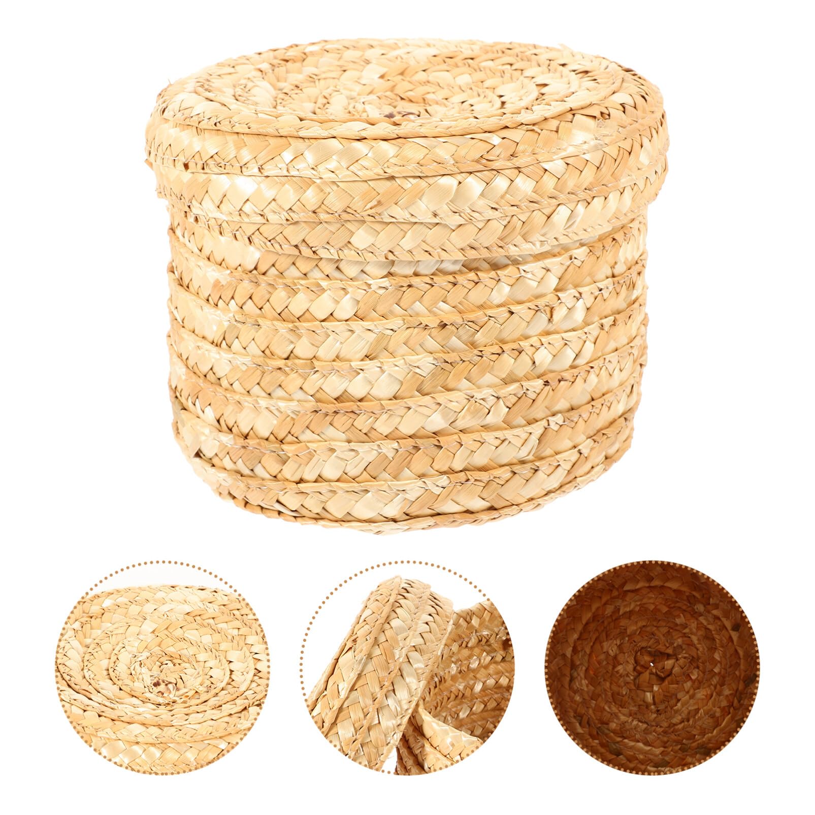 Round Woven Storage Basket with Lid - Handmade Decorative Bin for Snacks, Towels, Plants | Perfect for Home Organization, Nursery, Bathroom & Living Room Decor
