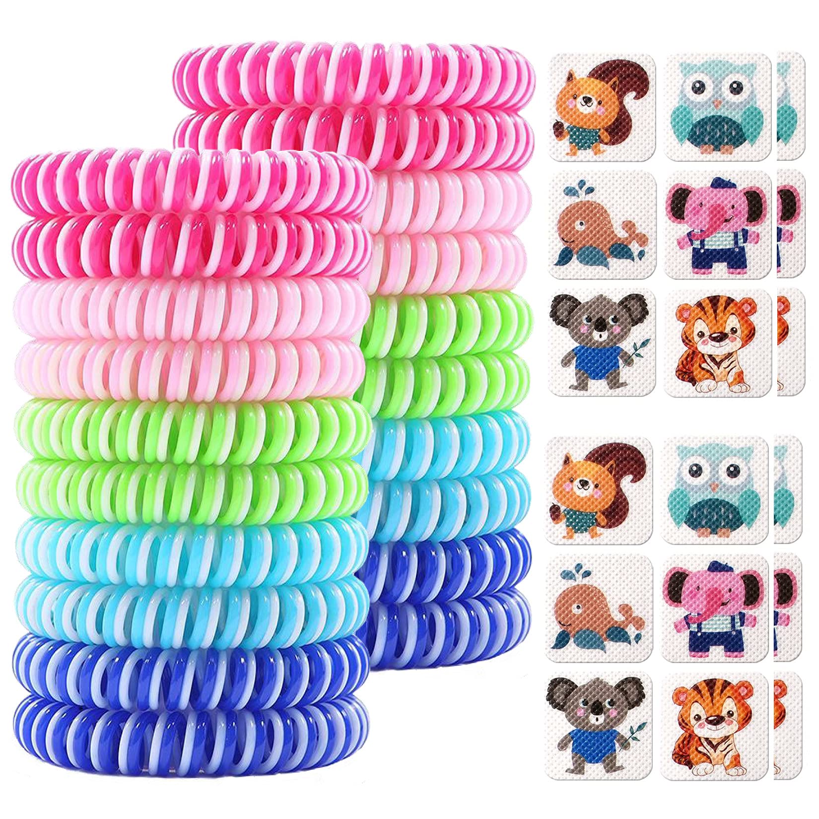 20 Pack Natural Mosquito Repellent Bracelets for Kids & Adults - 24 Waterproof Repellent Stickers Included - Lasts Up to 350 Hours - Outdoor Camping, Hiking, Travel & Backyard Protection