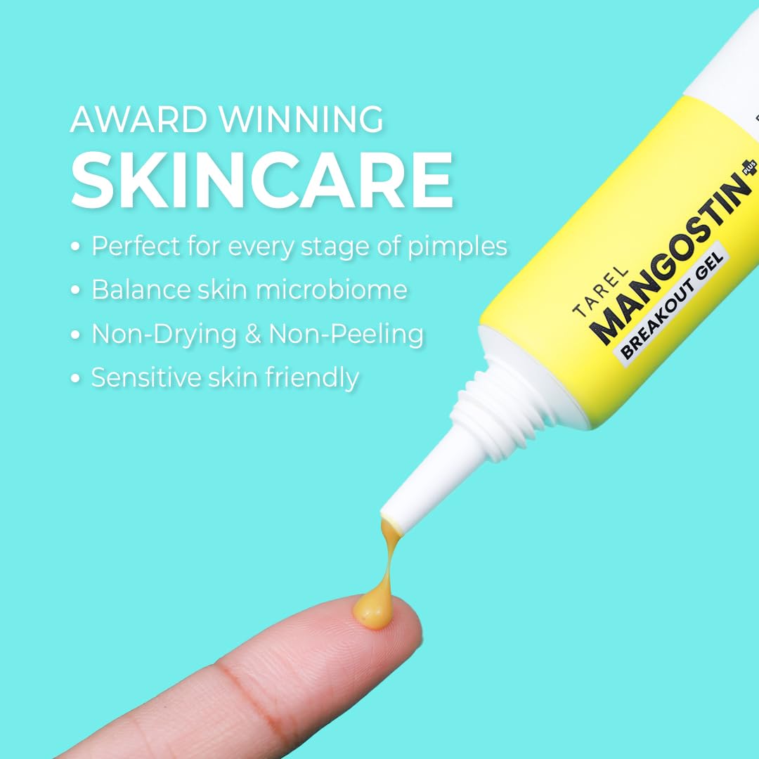 Tarel Mangostin Plus Breakout Gel - Gentle Non-Drying Acne Treatment for Sensitive & Blemish-Prone Skin (0.5 fl oz) - Perfect for Daily Skincare Routine & Overnight Spot Treatment