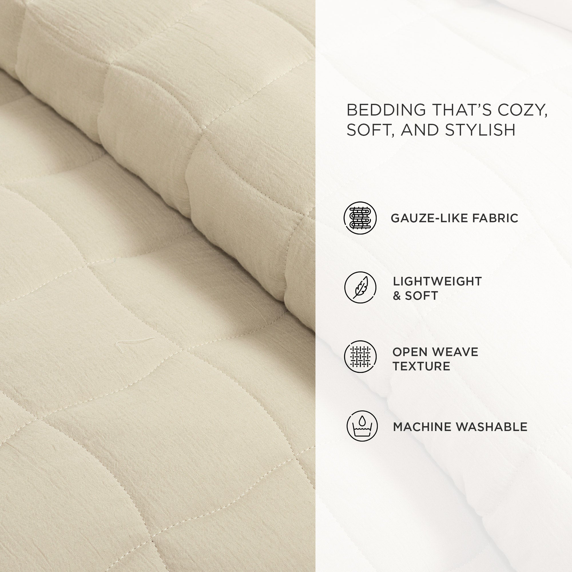 Premium 3-Piece Cloud Gauze Quilt Set - Soft & Breathable Bedding for All Seasons - Perfect for Cozy Nights, Guest Rooms & Vacation Homes