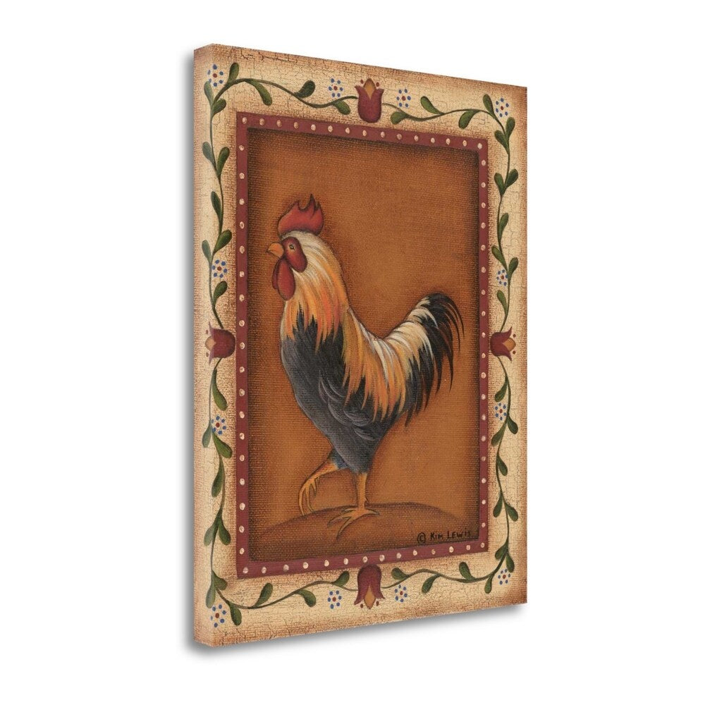 Black Rooster Fine Art Giclee Print by Kim Lewis - Gallery Wrapped Canvas Wall Art, Ready to Hang - Perfect for Farmhouse, Kitchen & Country Home Decor
