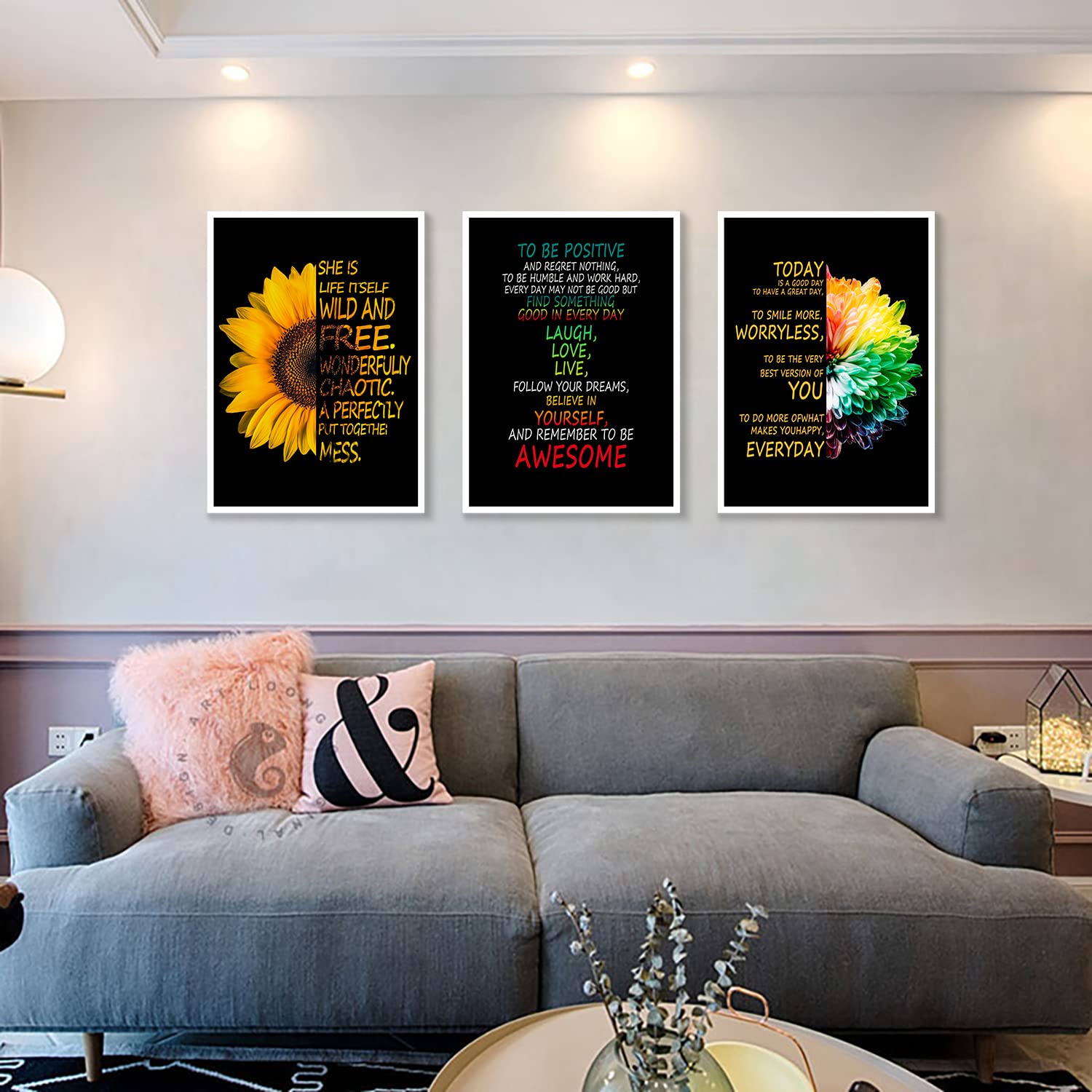Sunflower Canvas Wall Art - Framed Motivational Decor for Living Room, Bedroom & Kitchen (12x16 Inch)