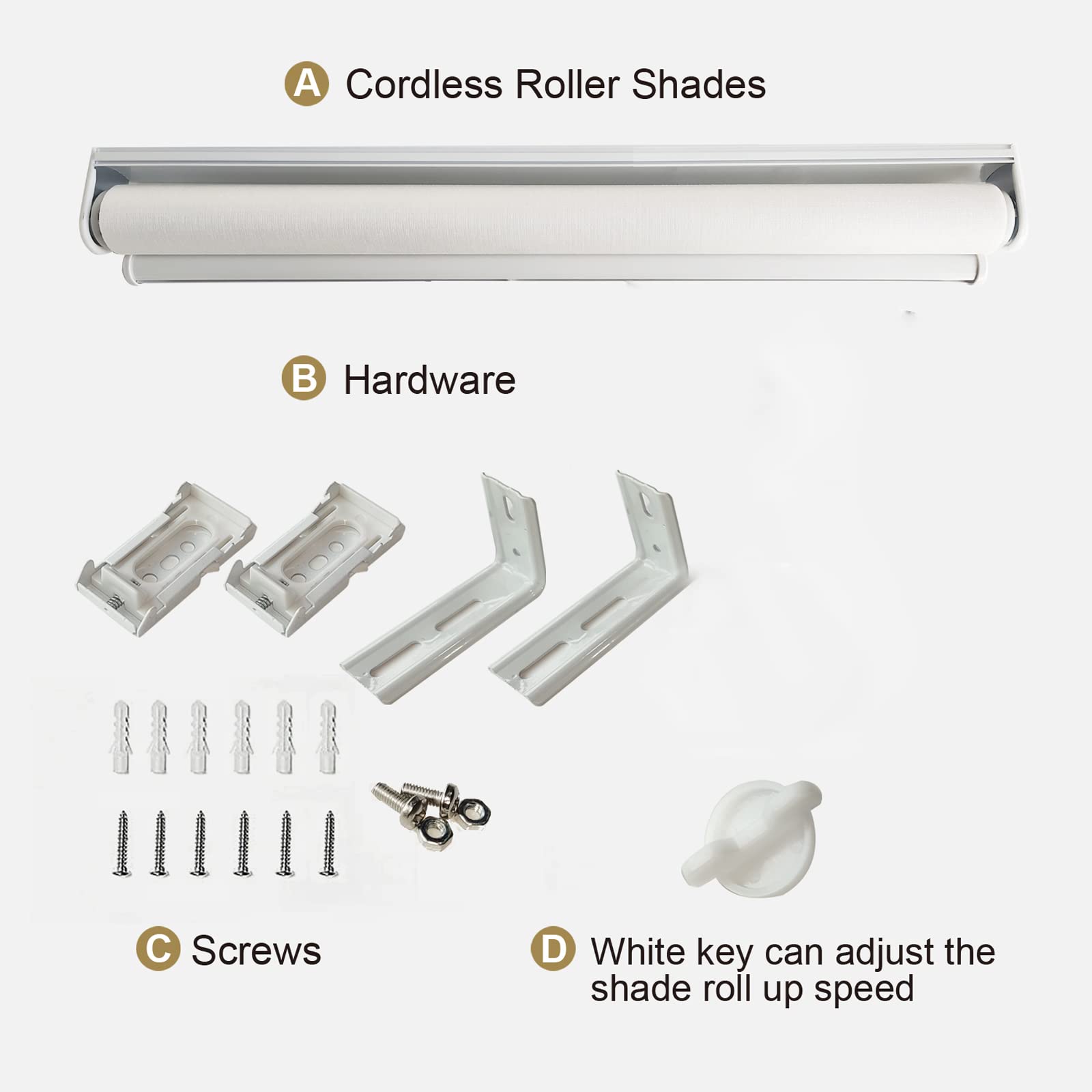 SUAKY Cordless Blackout Roller Shades - Light Grey Window Blinds for UV Protection & Energy Saving | Perfect for Windows, Doors & French Doors | Ideal for Bedrooms, Nurseries & Home Offices