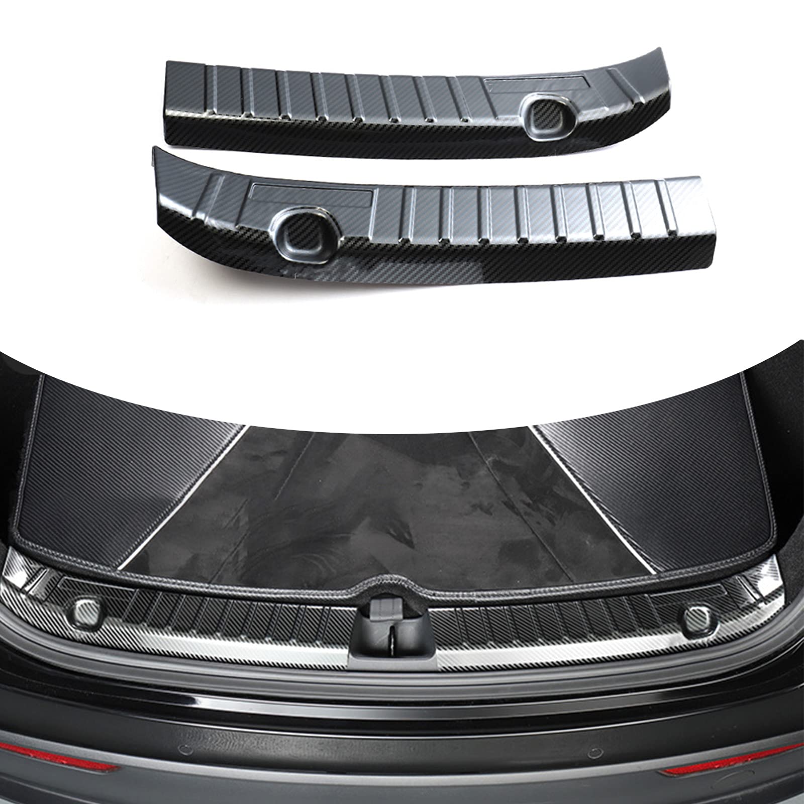 Premium Stainless Steel Rear Bumper Guard for Tesla Model Y - Carbon Fiber Upgrade Trunk Protector | Car Interior Accessories | Perfect for Parking Protection & Stylish Decoration