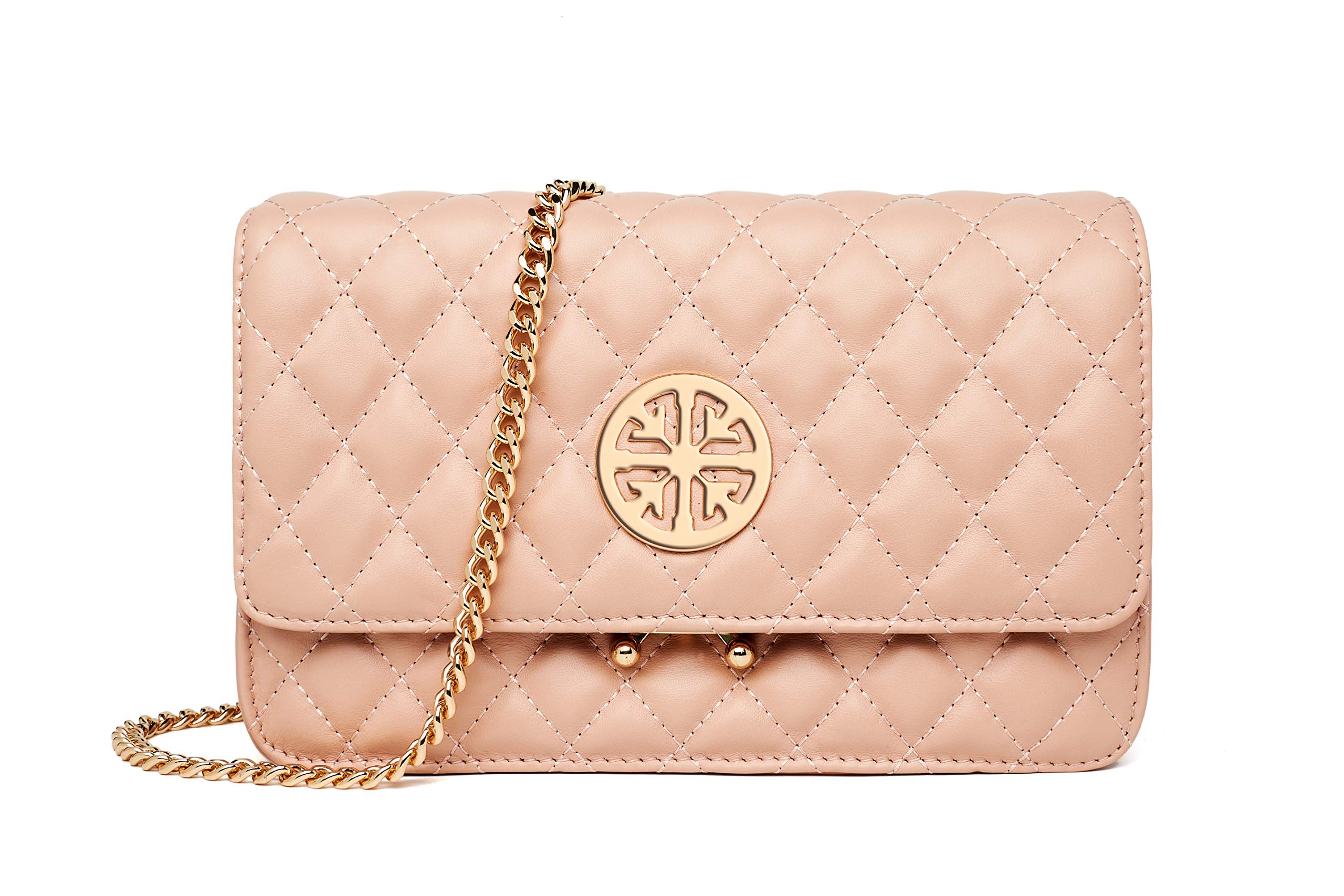 Chrysansmile Genuine Leather Quilted Crossbody Bag for Women - Stylish Shoulder Purse with Detachable Chain - Perfect for Work, Travel & Evening Out