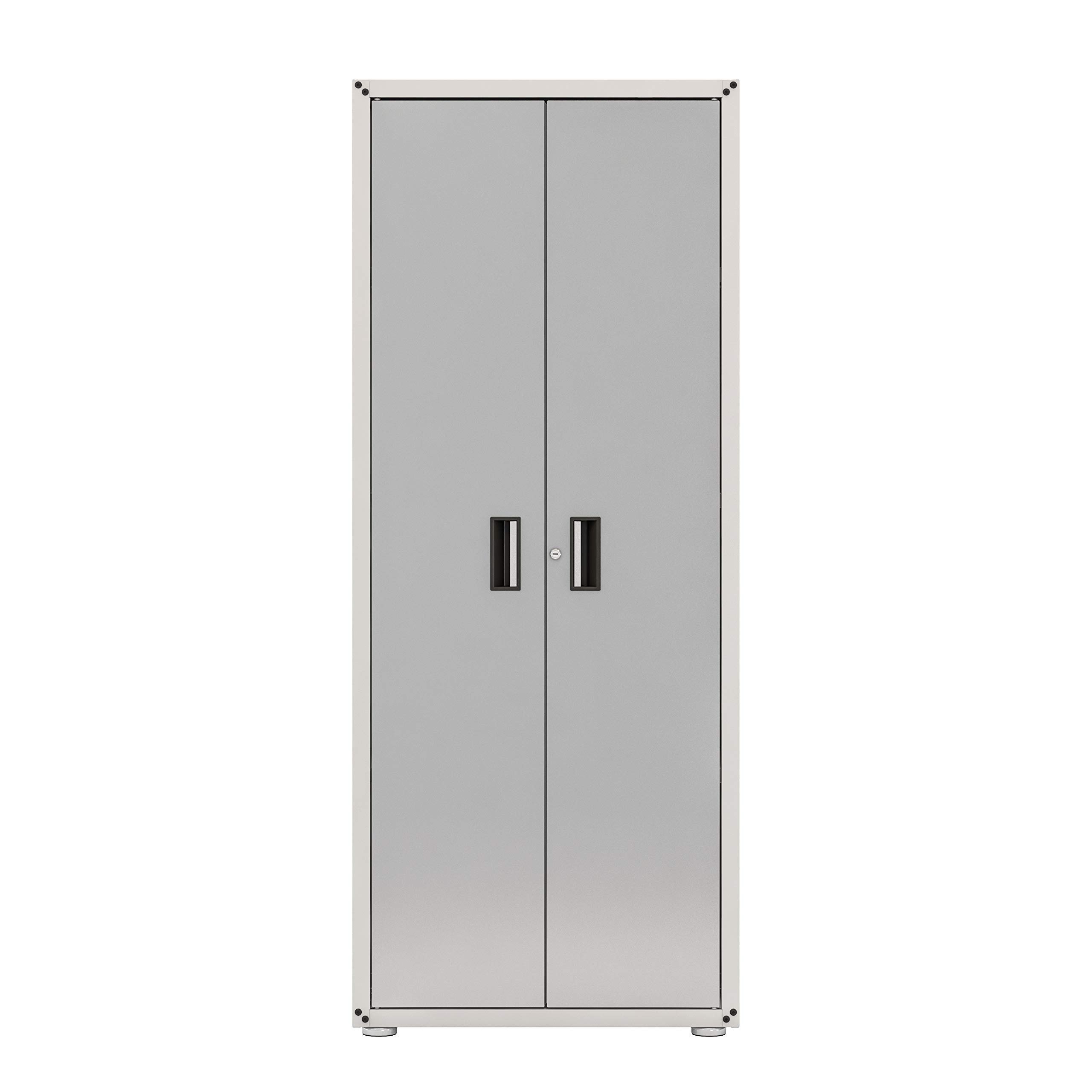 Ready-to-Assemble Steel Storage Cabinet with Lock & Key - Tall Kitchen & Garage Cabinet for Office, Classroom, Home - Removable Shelves, Pivot Hinges - 18.2