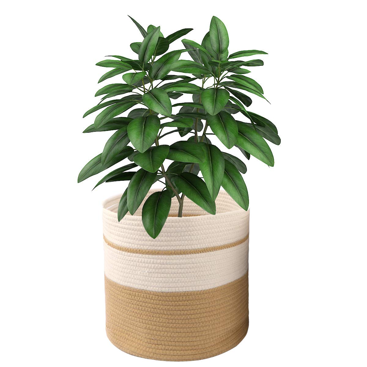 Lubasket 8.5 Inch Cotton Rope Woven Plant Basket - Rustic Indoor Planter for 8 Inch Pots, Home Decor Storage Organizer - Perfect for Living Room, Bedroom & Balcony (8.5