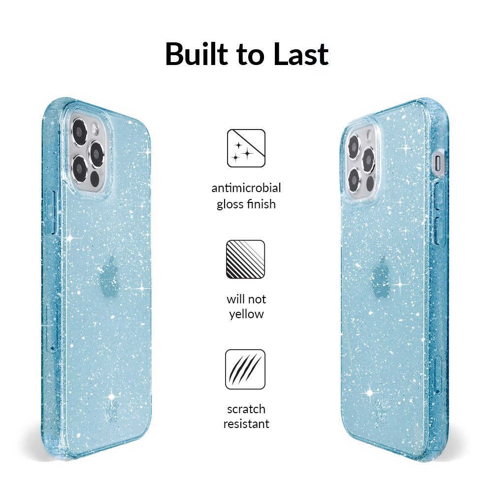 Blue Stardust Glitter iPhone Case - Sparkling Protective Cover for iPhone 13/14/15 Pro Max - Trendy Fashion Accessory for Parties, Events & Everyday Use