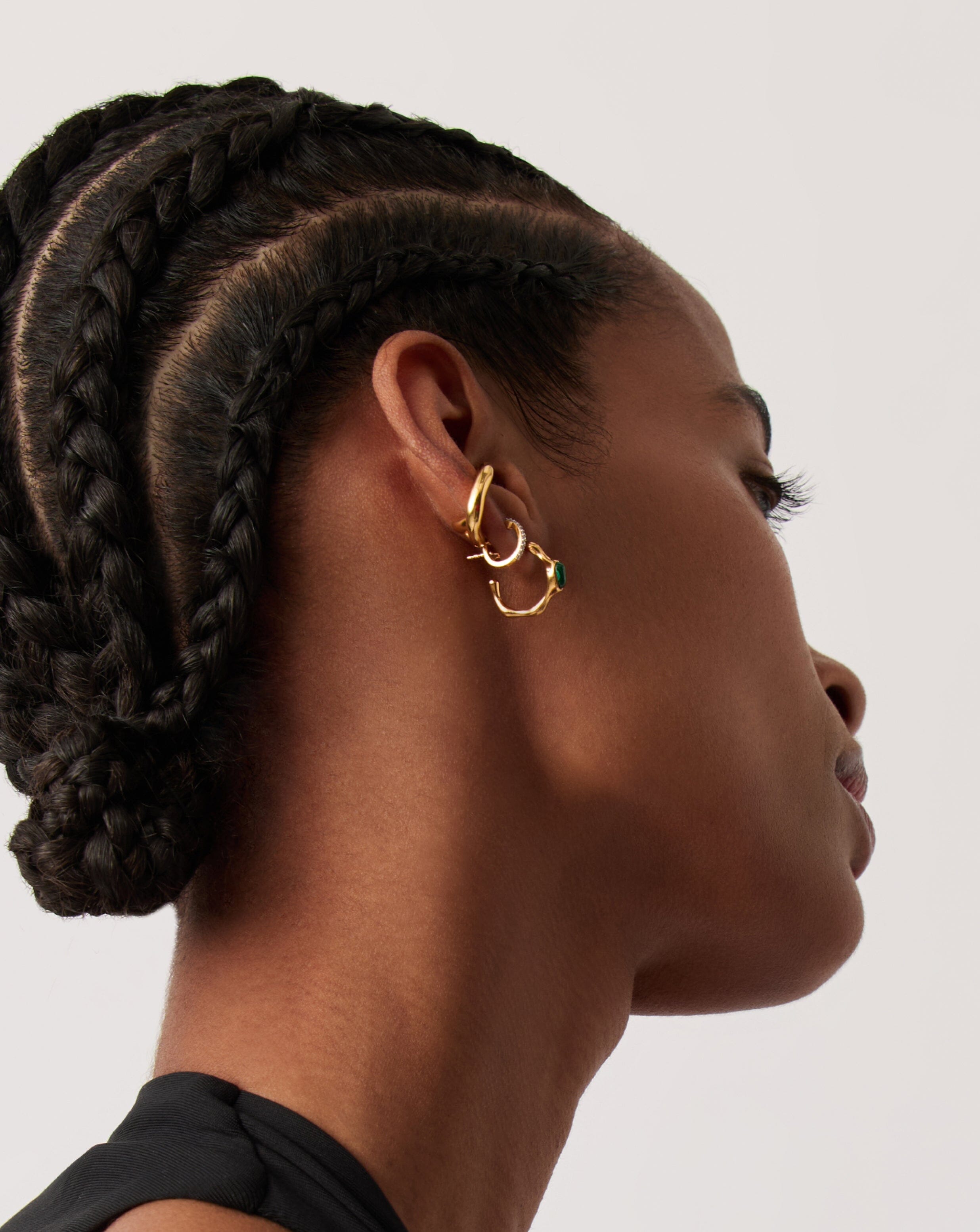 Magma Gemstone Small Hoop Earrings - 18k Recycled Gold Vermeil on Recycled Sterling Silver | Dainty Everyday Jewelry for Women, Minimalist Gift for Her, Boho Chic Accessories for Work & Date Night